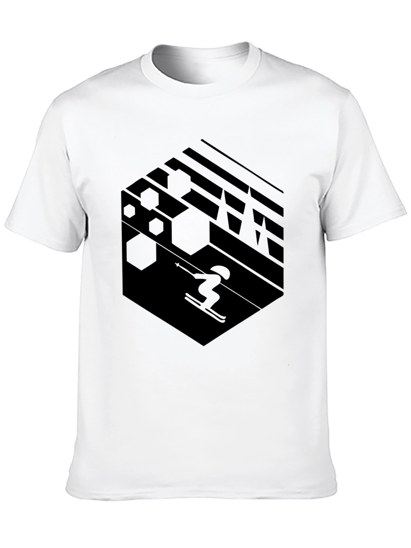 Geometric Skiing T-Shirt - Black Graphic Tee