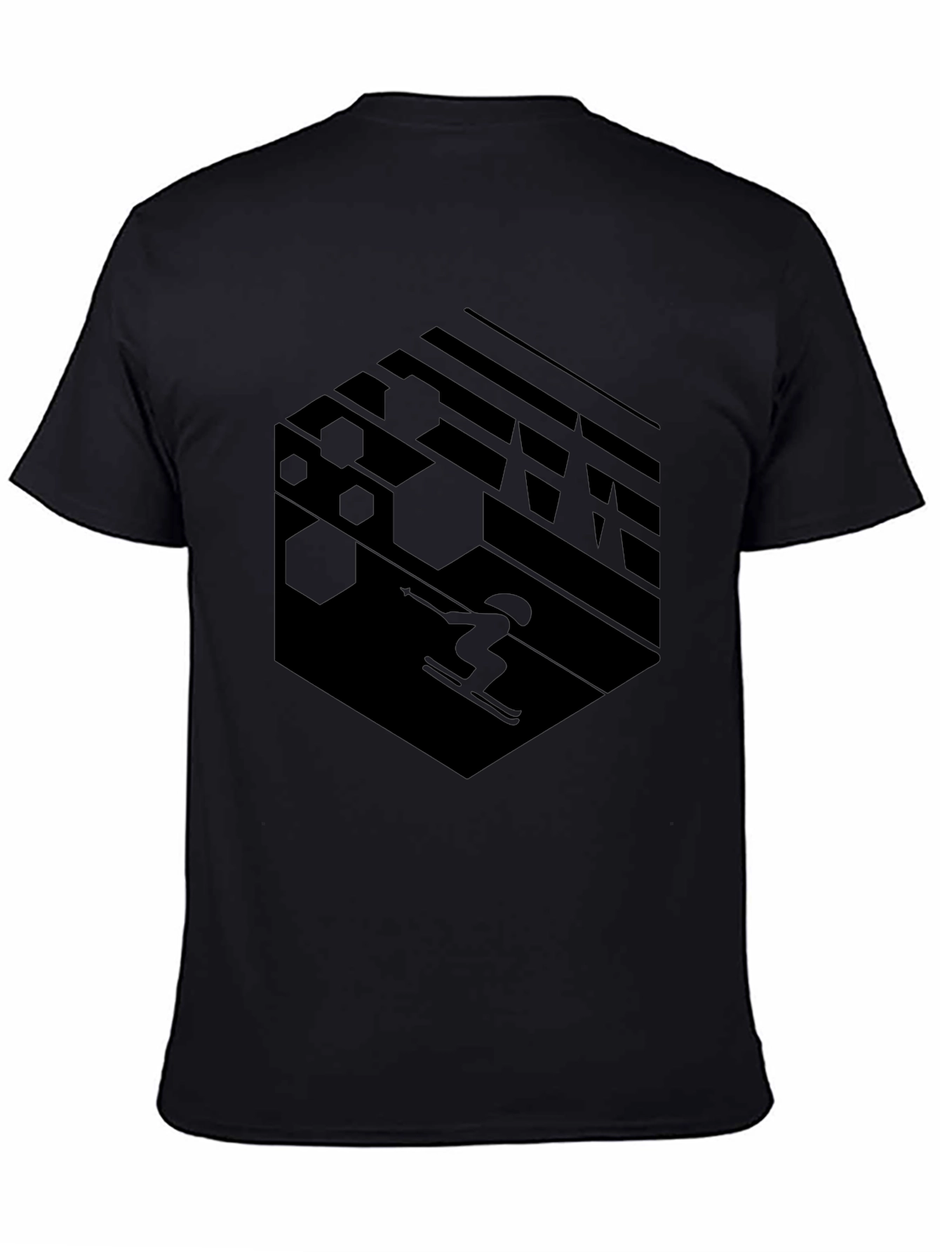 Geometric Skiing T-Shirt - Black Graphic Tee