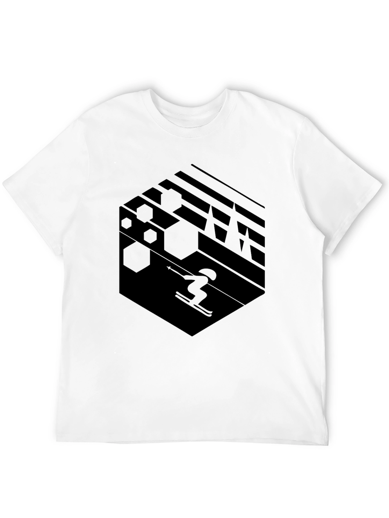 Geometric Skiing T-Shirt - Black Graphic Tee