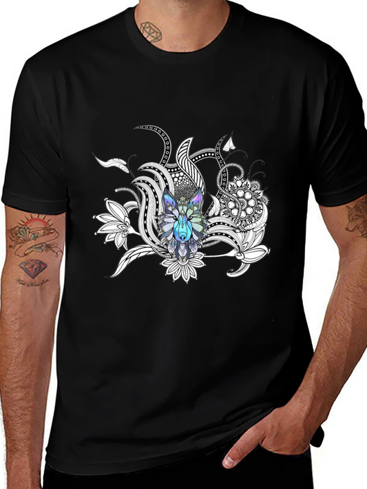 Wolf Mandala Graphic Tee - Stylish Crew Neck T-Shirt