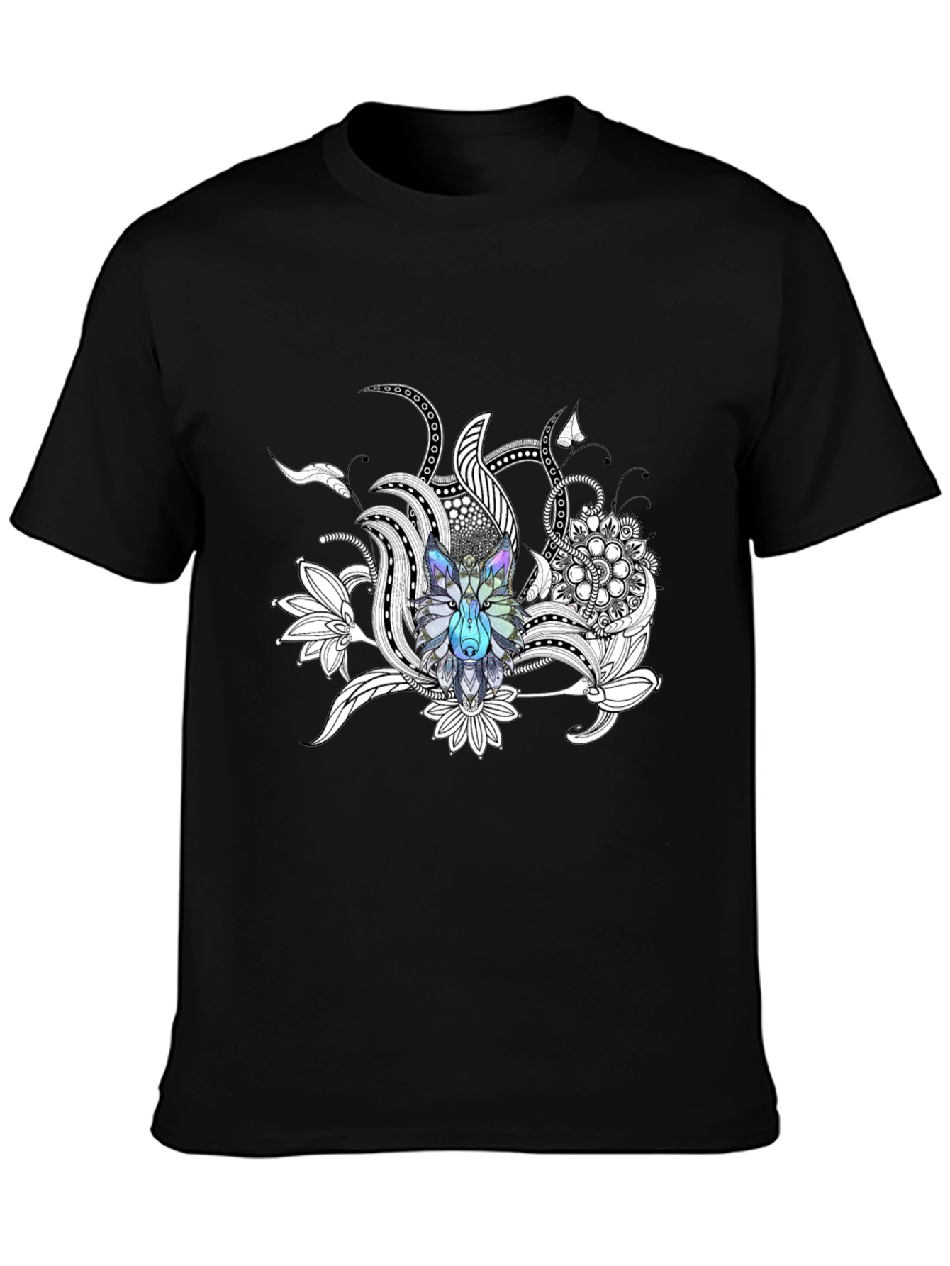 Wolf Mandala Graphic Tee - Stylish Crew Neck T-Shirt
