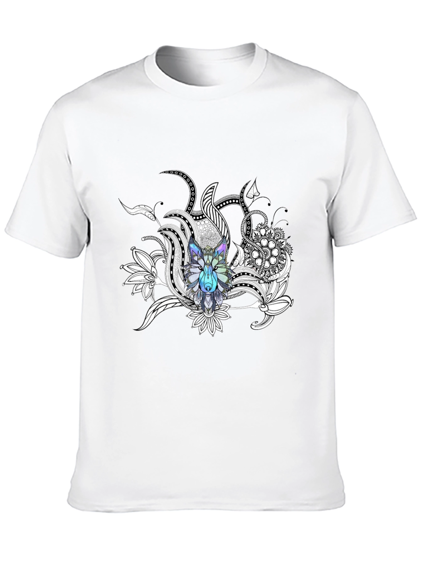 Wolf Mandala Graphic Tee - Stylish Crew Neck T-Shirt