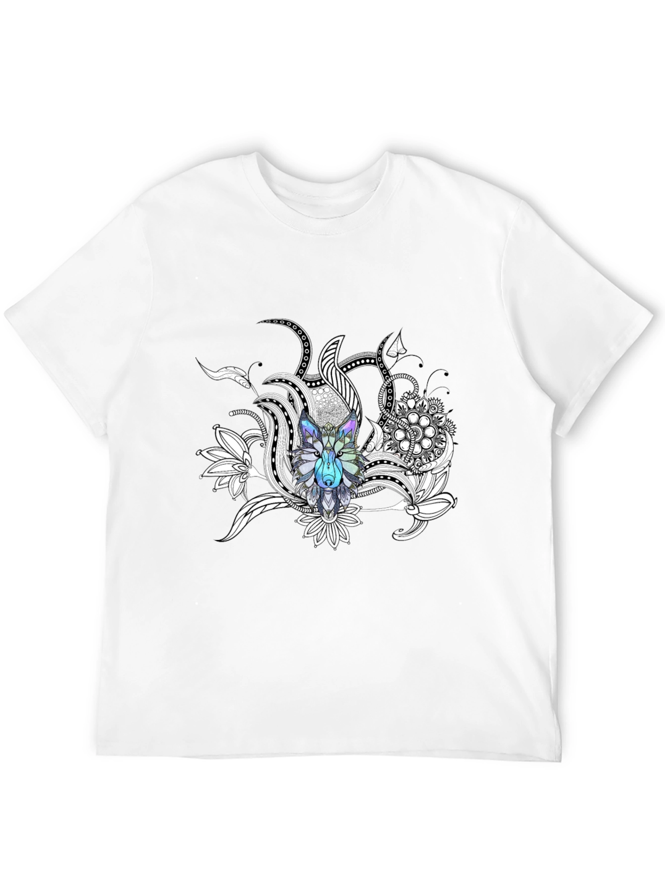 Wolf Mandala Graphic Tee - Stylish Crew Neck T-Shirt