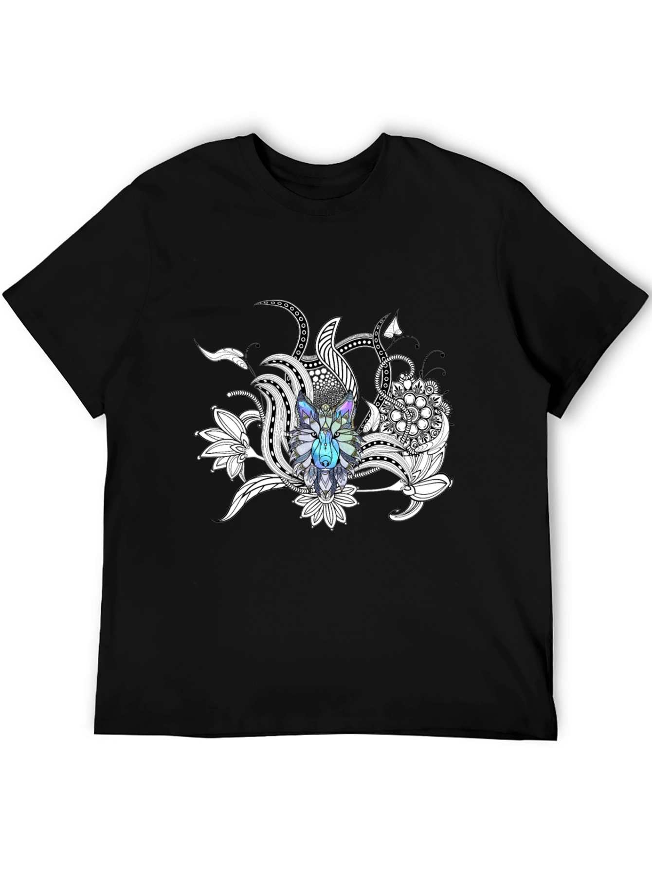 Wolf Mandala Graphic Tee - Stylish Crew Neck T-Shirt