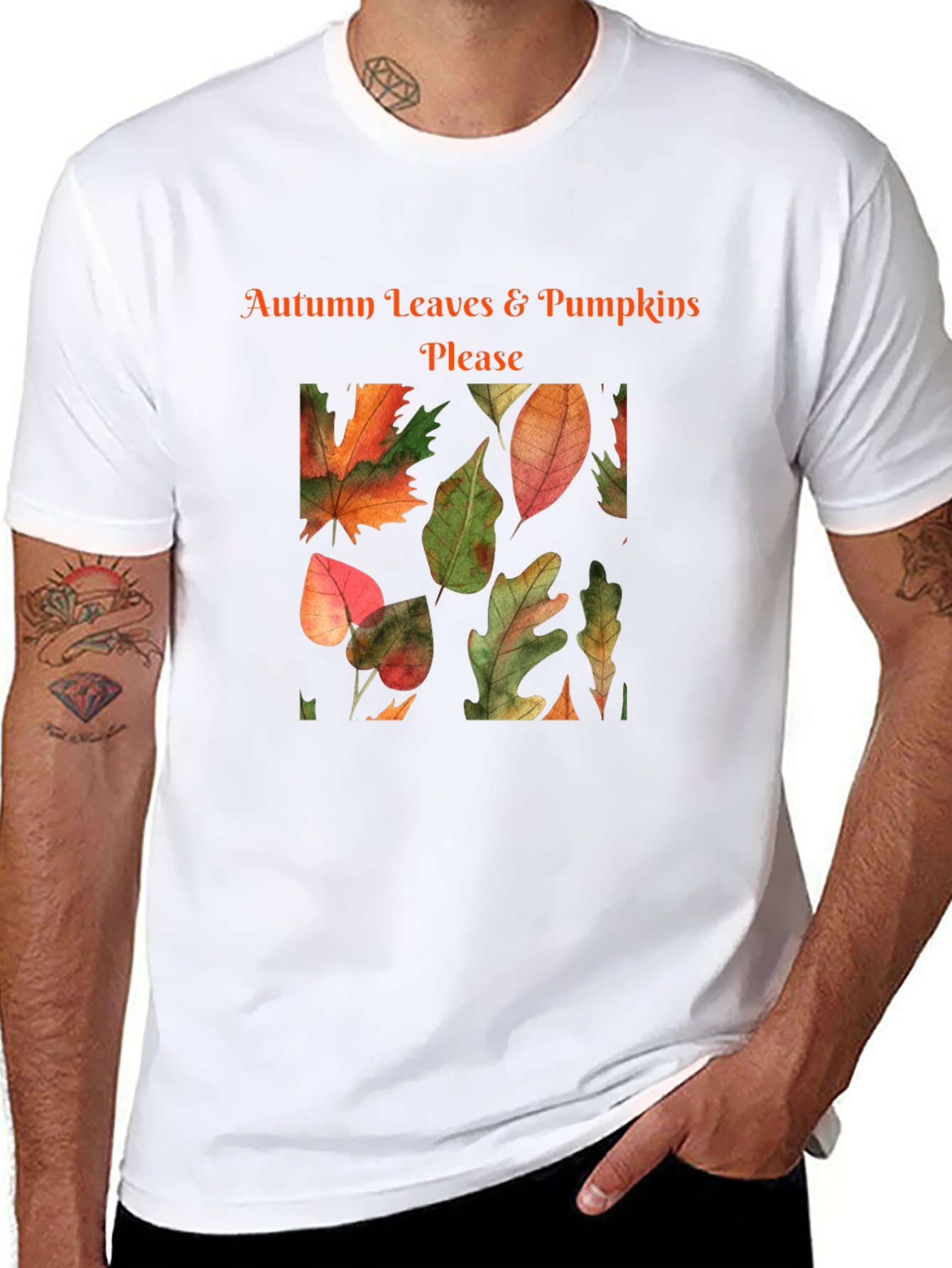 Autumn Leaves & Pumpkins Please T-Shirt