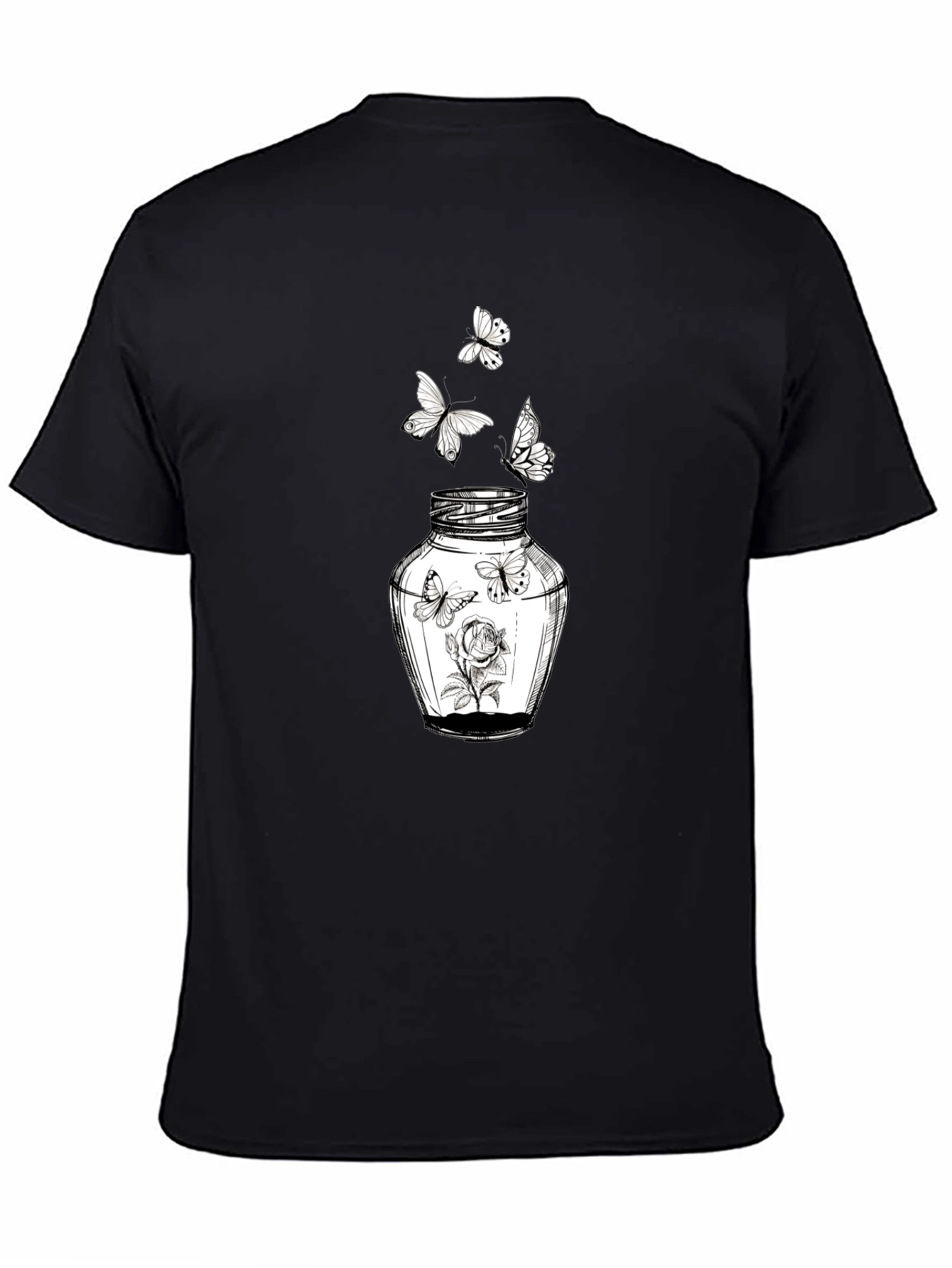 Butterfly Jar Graphic Tee - Stylish Black Cotton T-Shirt