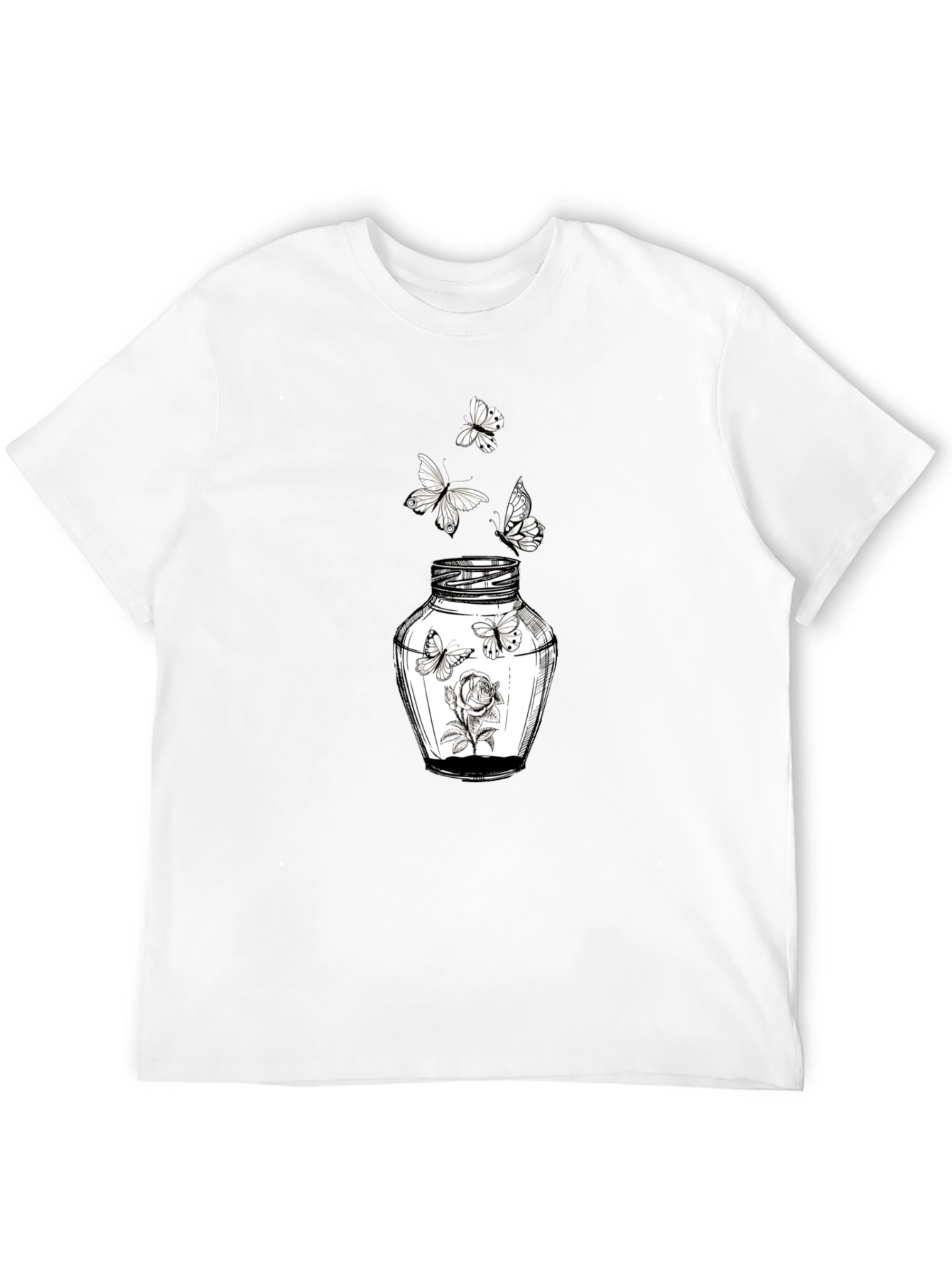 Butterfly Jar Graphic Tee - Stylish Black Cotton T-Shirt