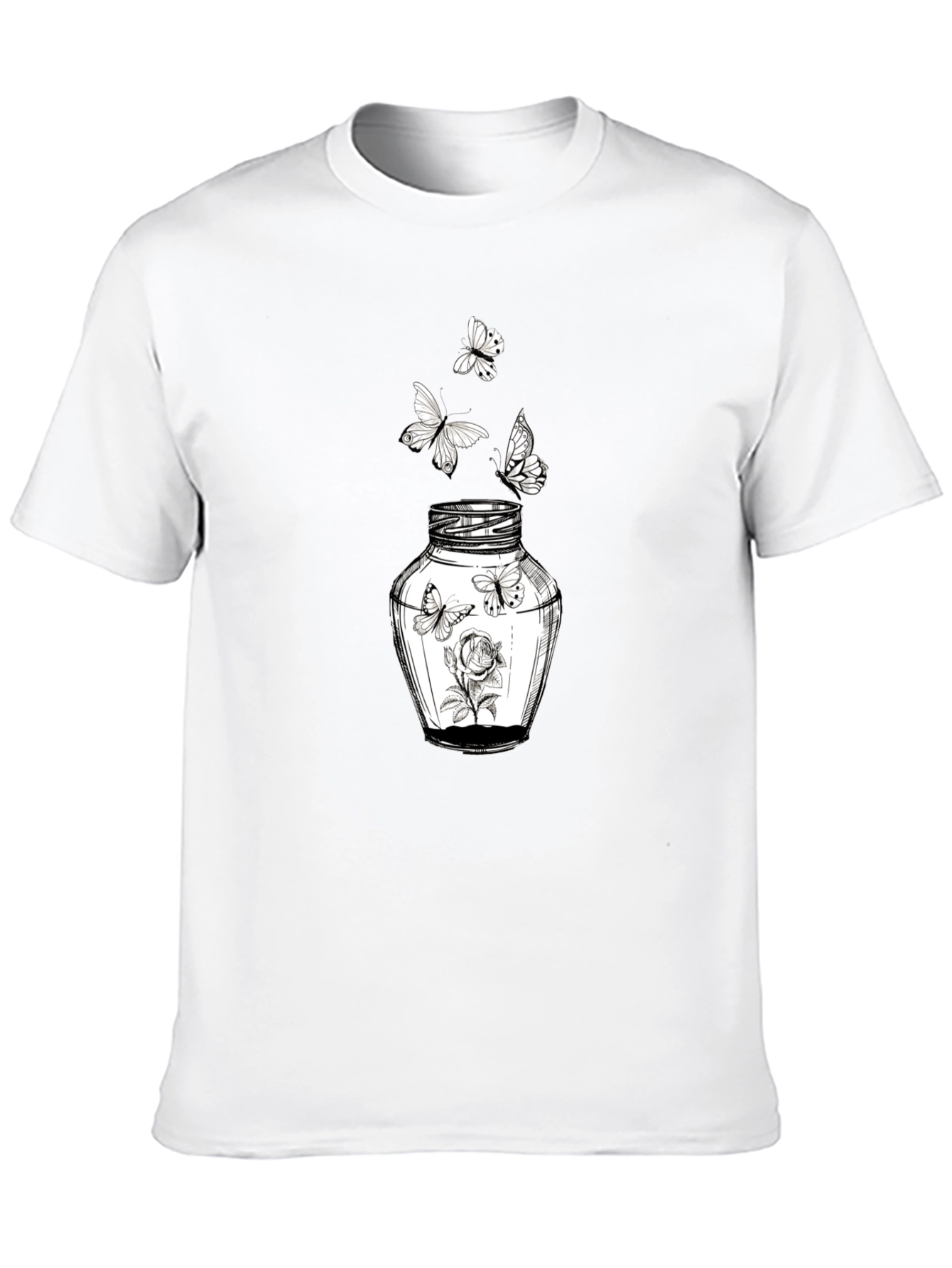 Butterfly Jar Graphic Tee - Stylish Black Cotton T-Shirt