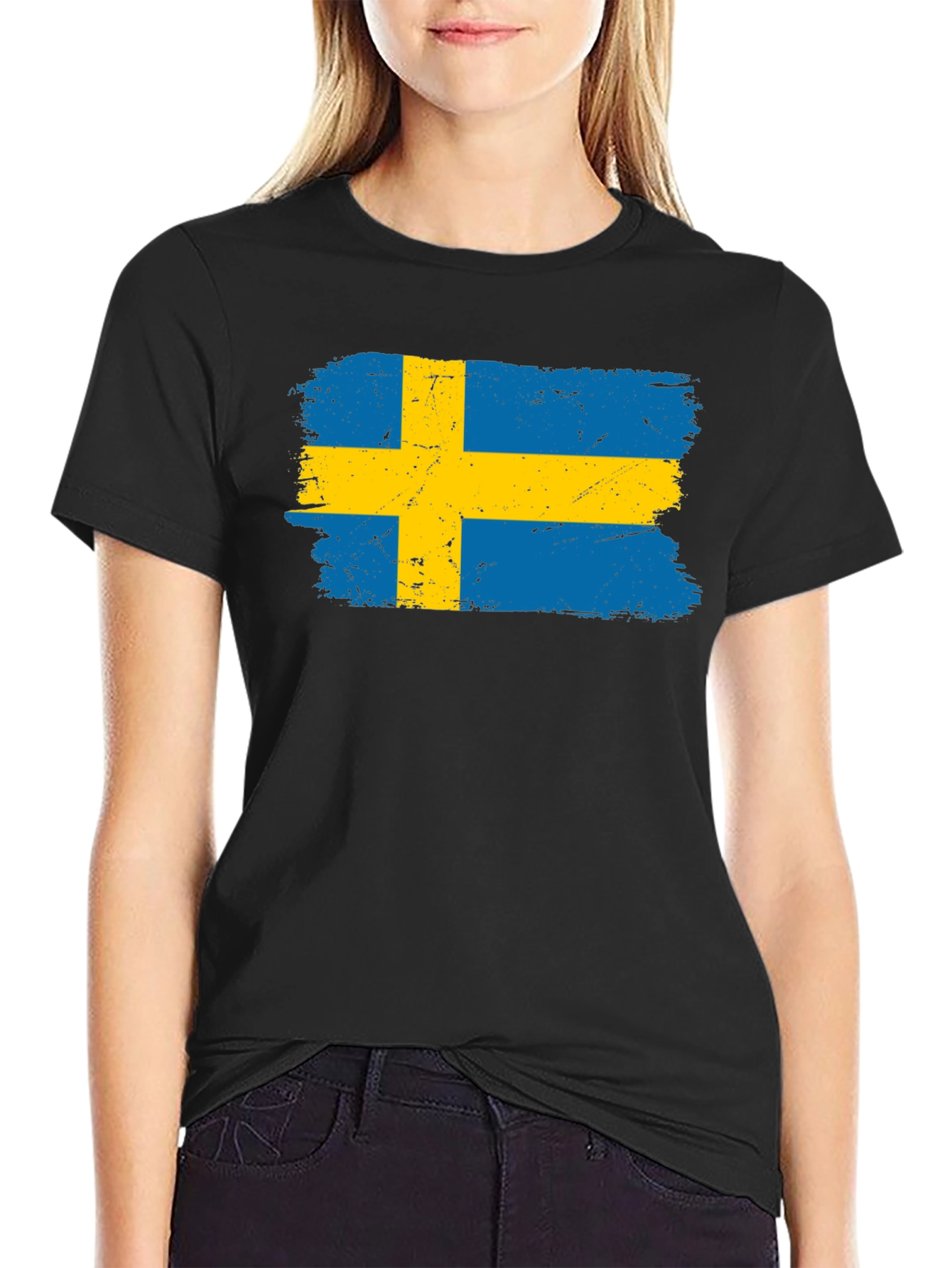Swedish Flag T-Shirt - Distressed Design