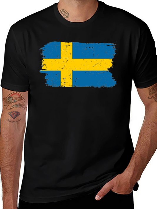 Swedish Flag T-Shirt - Distressed Design