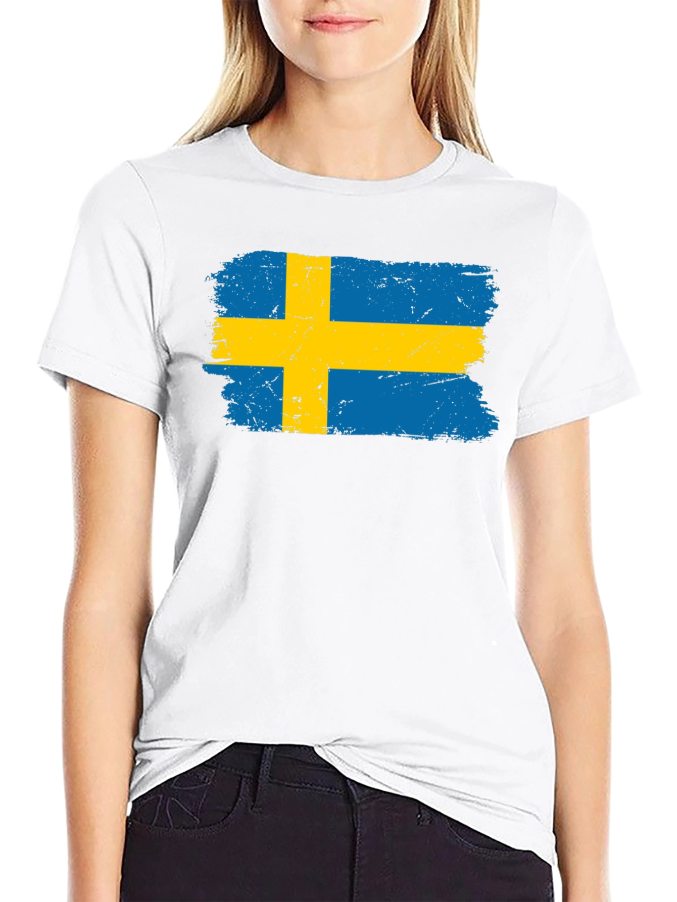 Swedish Flag T-Shirt - Distressed Design