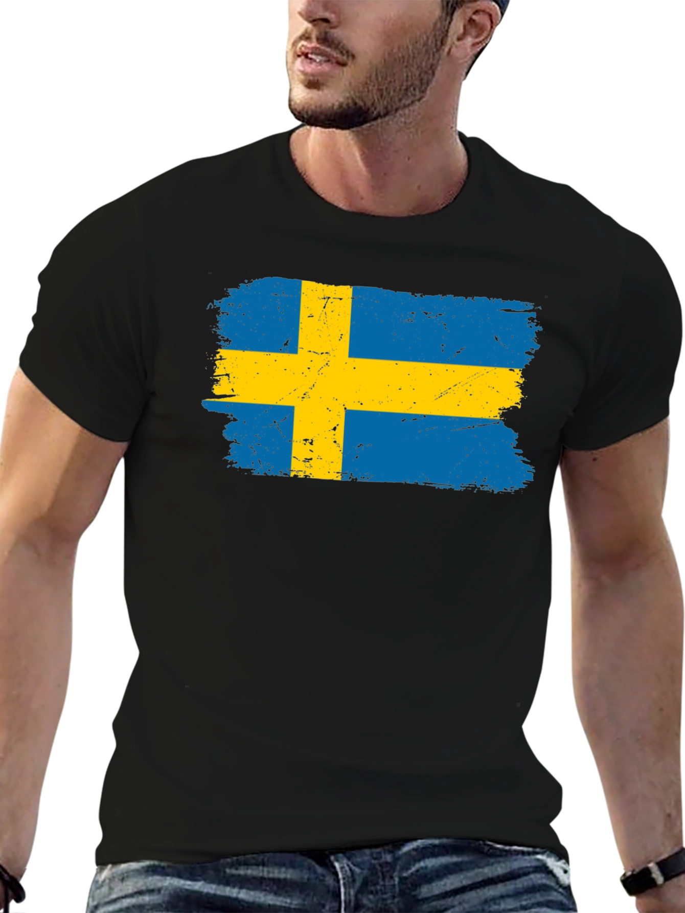 Swedish Flag T-Shirt - Distressed Design