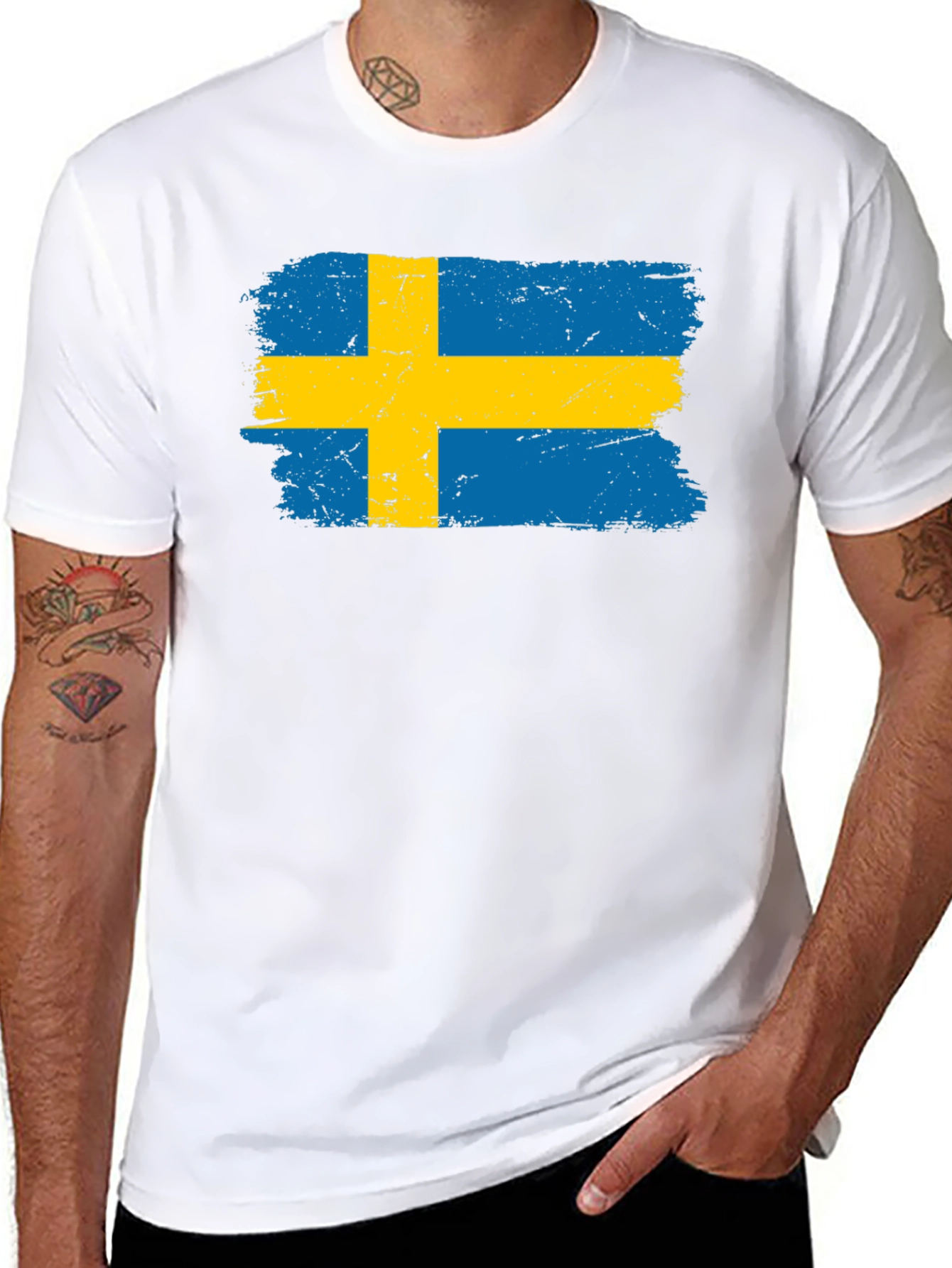 Swedish Flag T-Shirt - Distressed Design