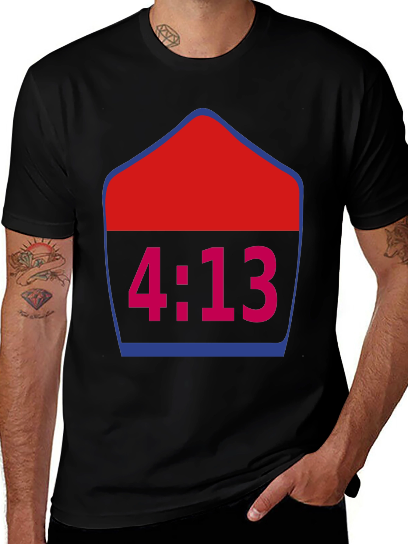 4:13 Graphic Tee - Trendy Black T-Shirt