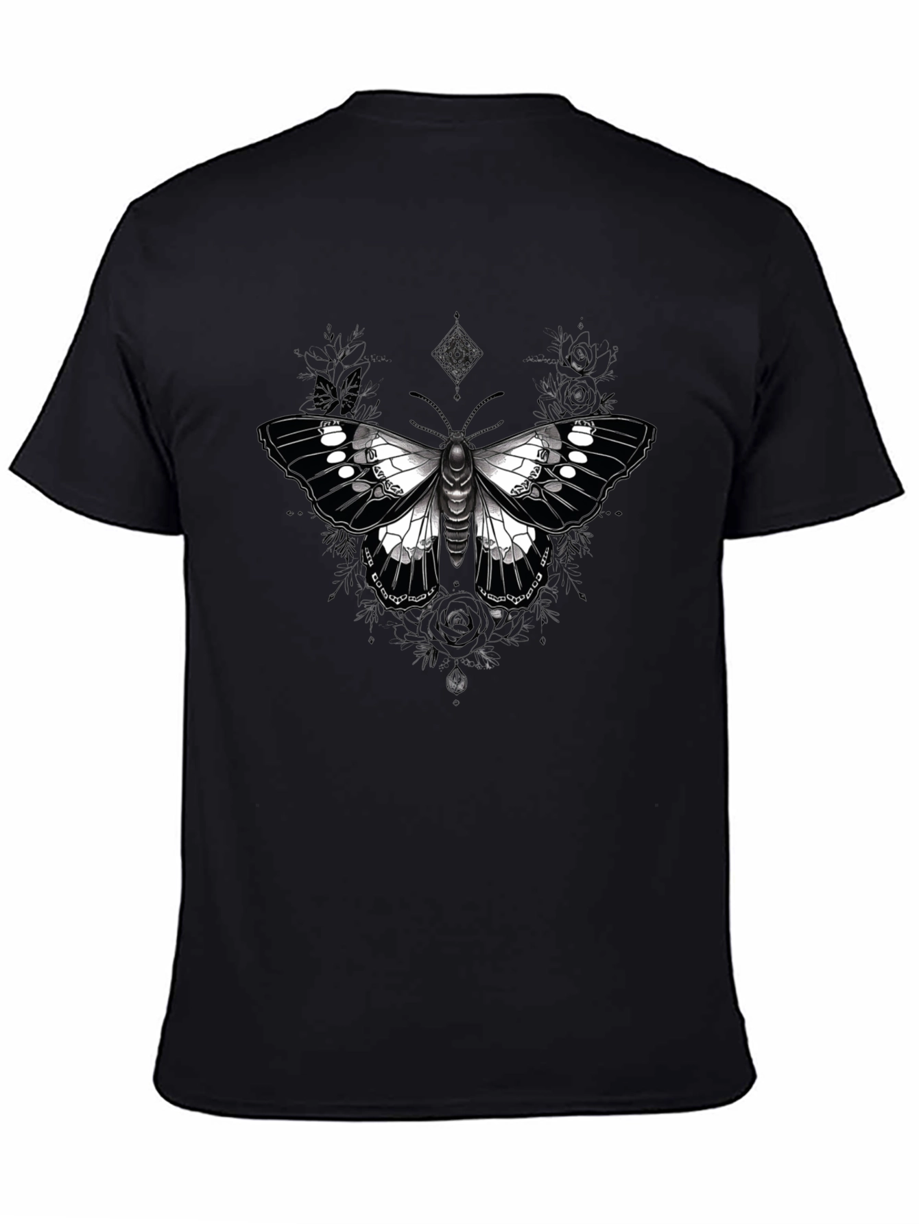 Butterfly Graphic Print Black T-Shirt
