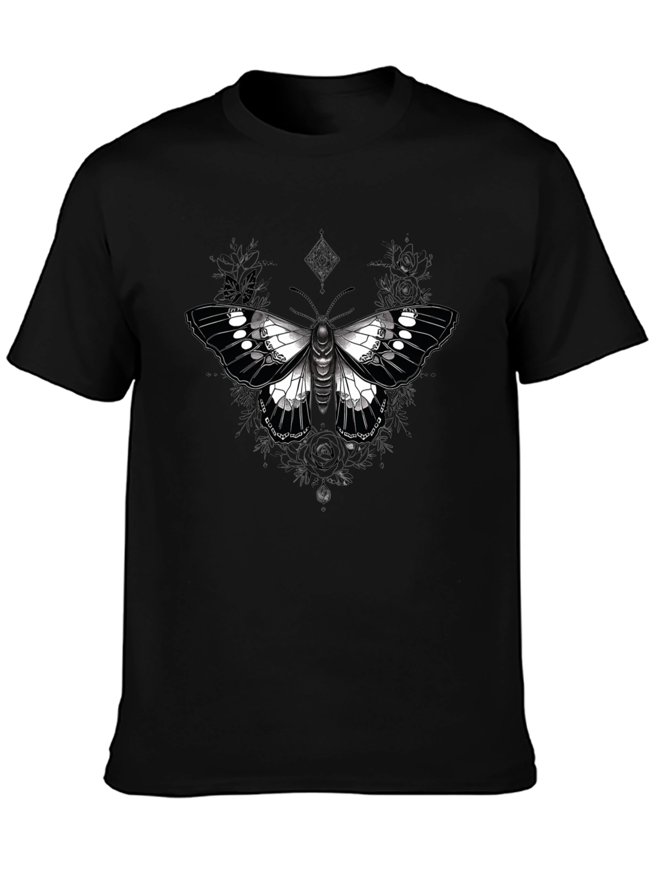 Butterfly Graphic Print Black T-Shirt