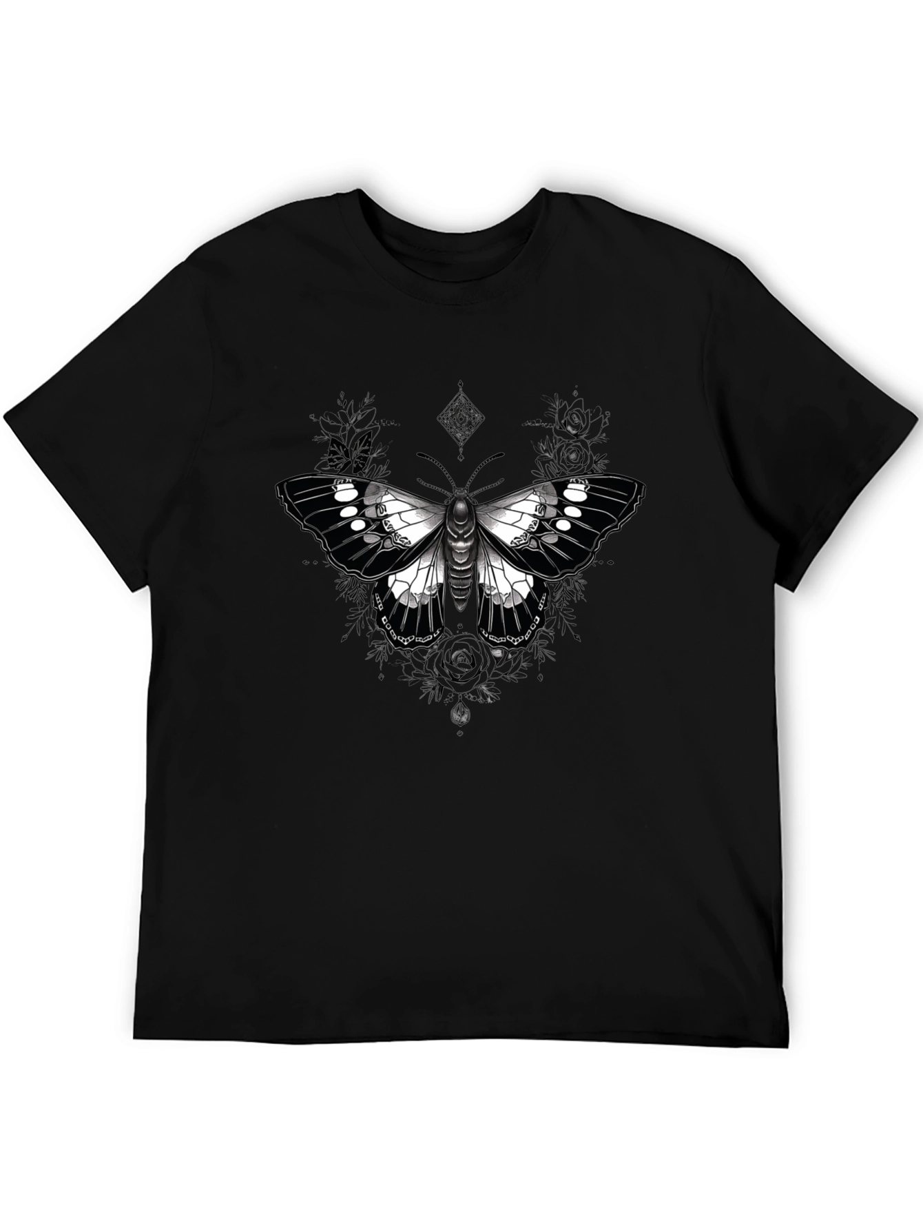 Butterfly Graphic Print Black T-Shirt