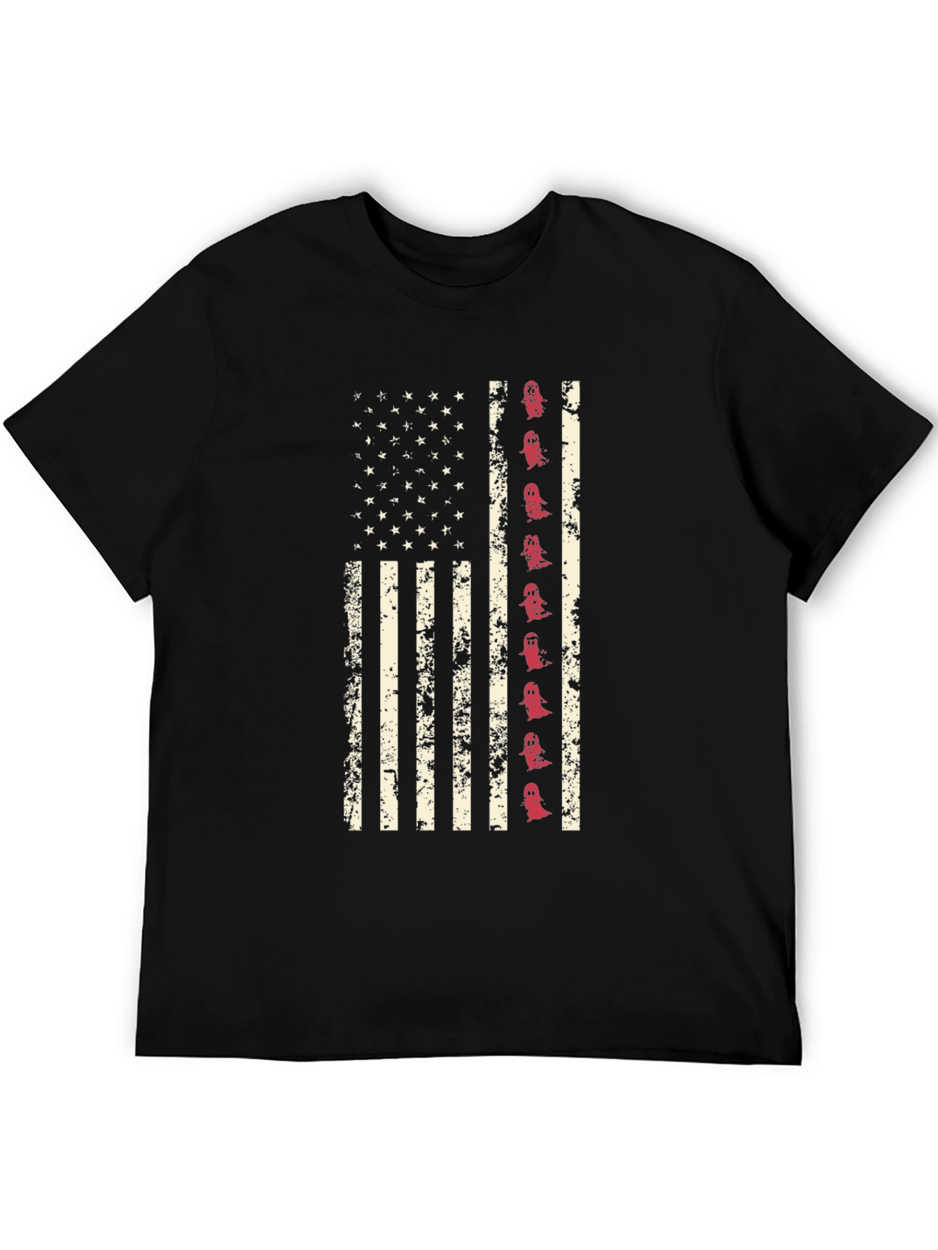 American Flag Ghost Graphic Tee - Halloween T-Shirt