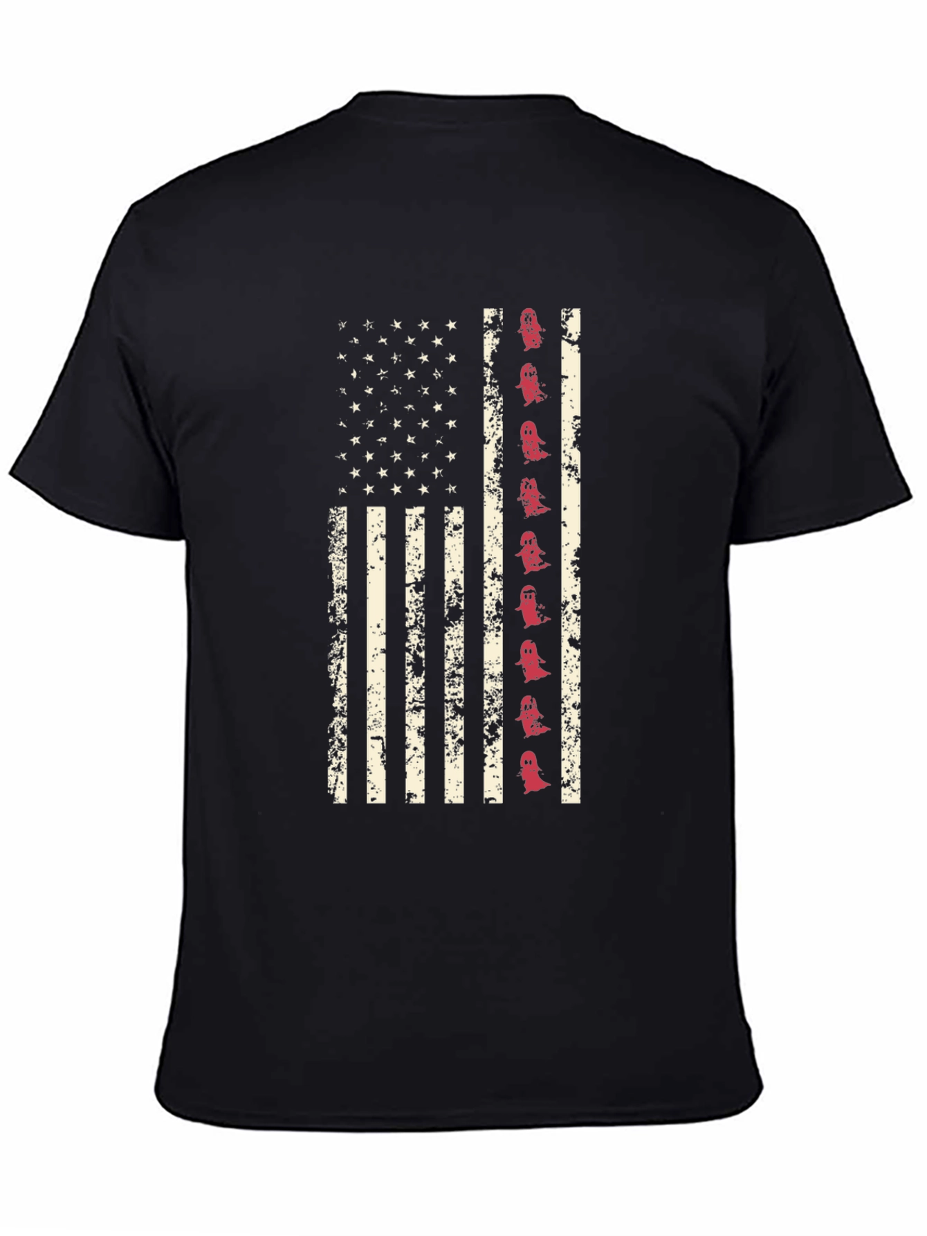 American Flag Ghost Graphic Tee - Halloween T-Shirt