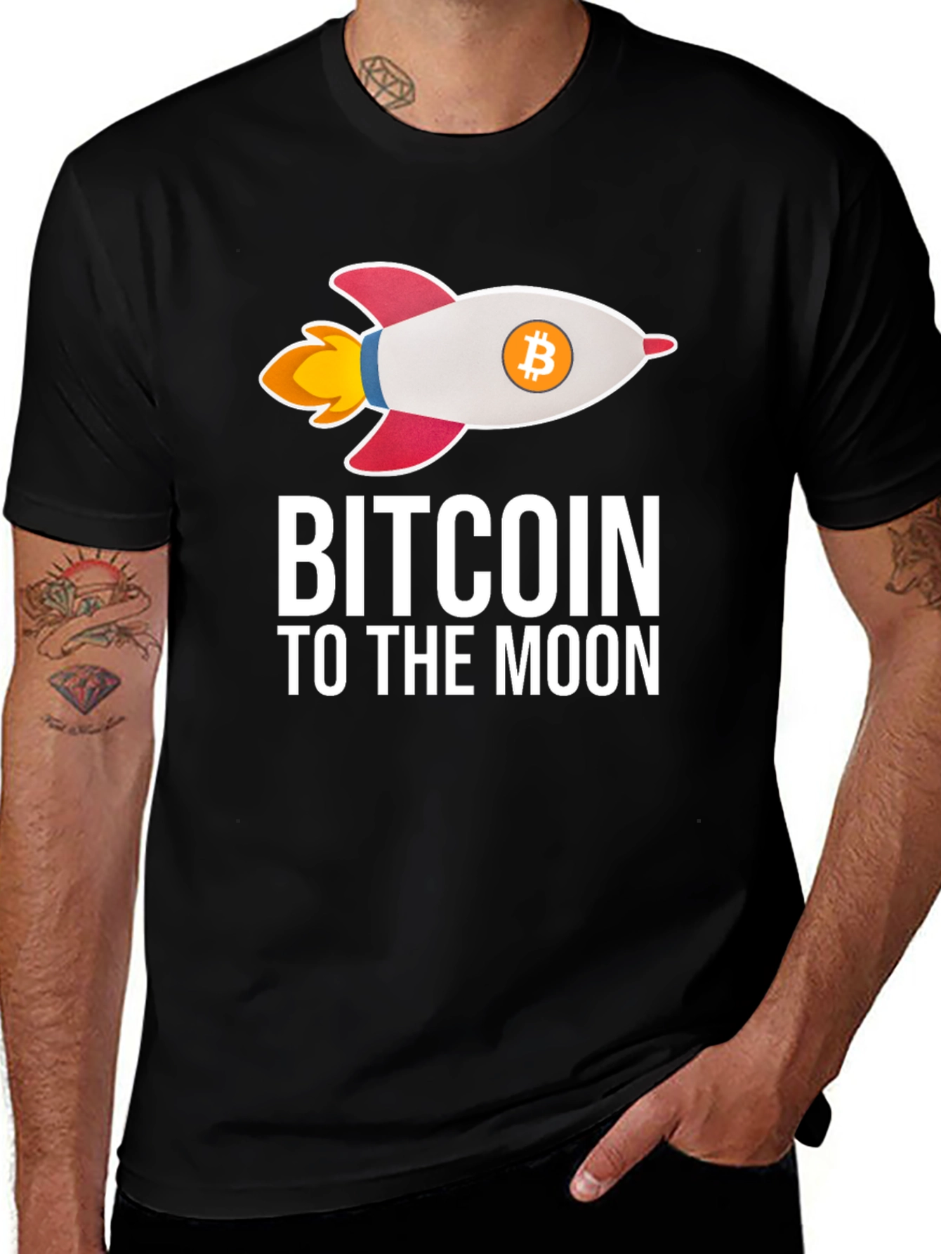 Bitcoin To The Moon T-Shirt Crypto Rocket