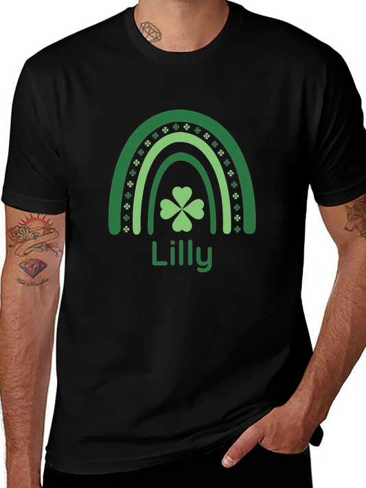 Lilly Shamrock Rainbow Black T-Shirt
