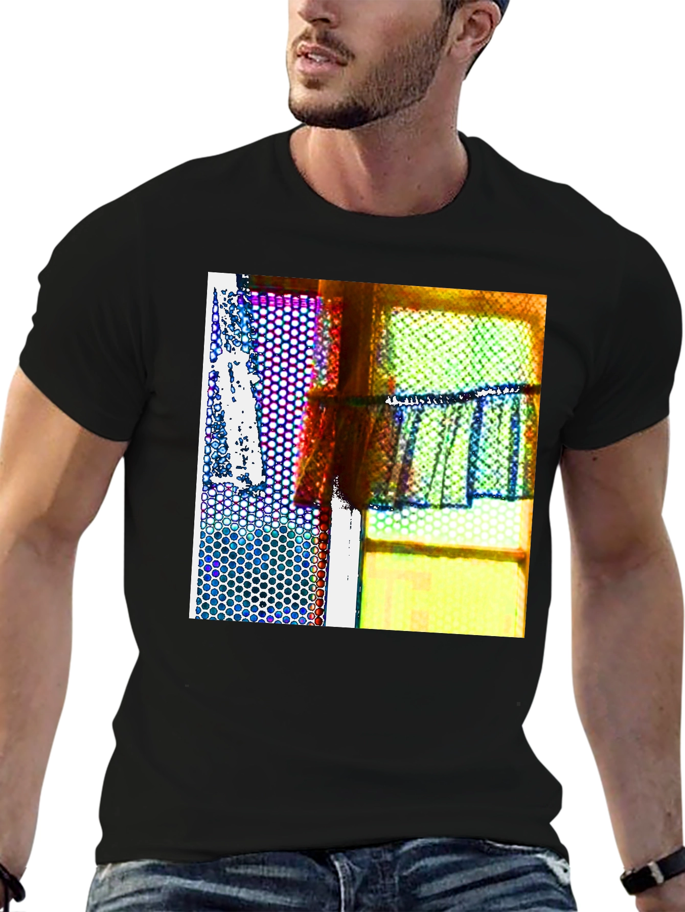 Abstract Windowpane Graphic Tee
