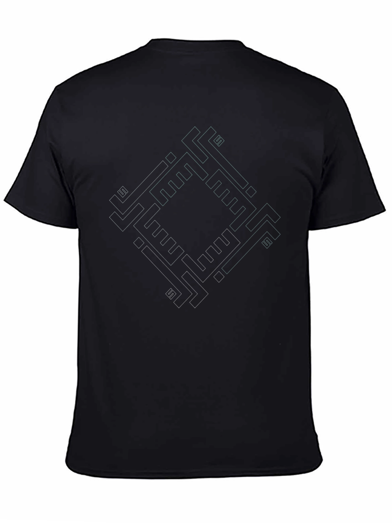 Geometric Diamond Pattern Black T-Shirt