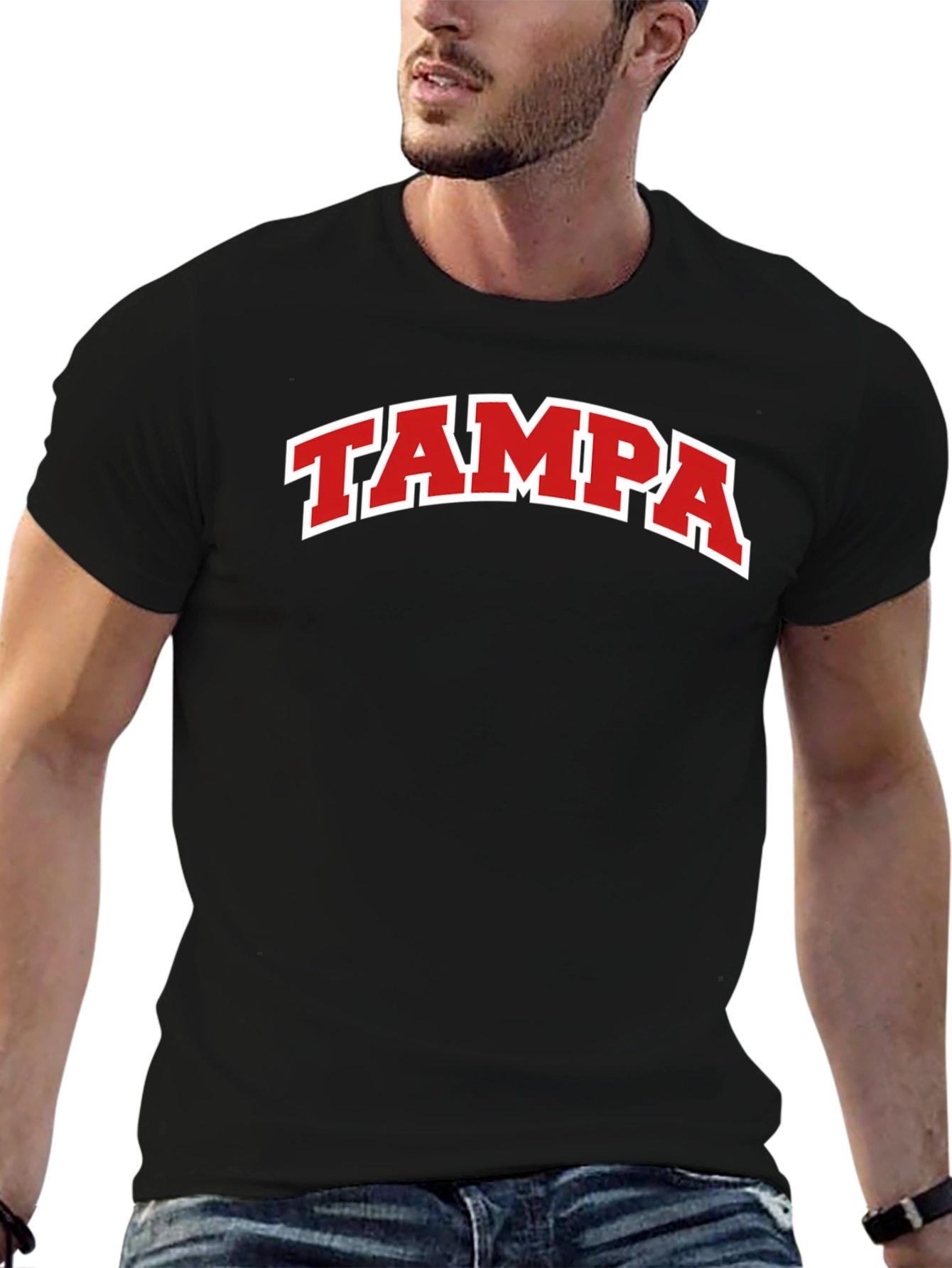 Tampa T-Shirt - Black with Red Lettering