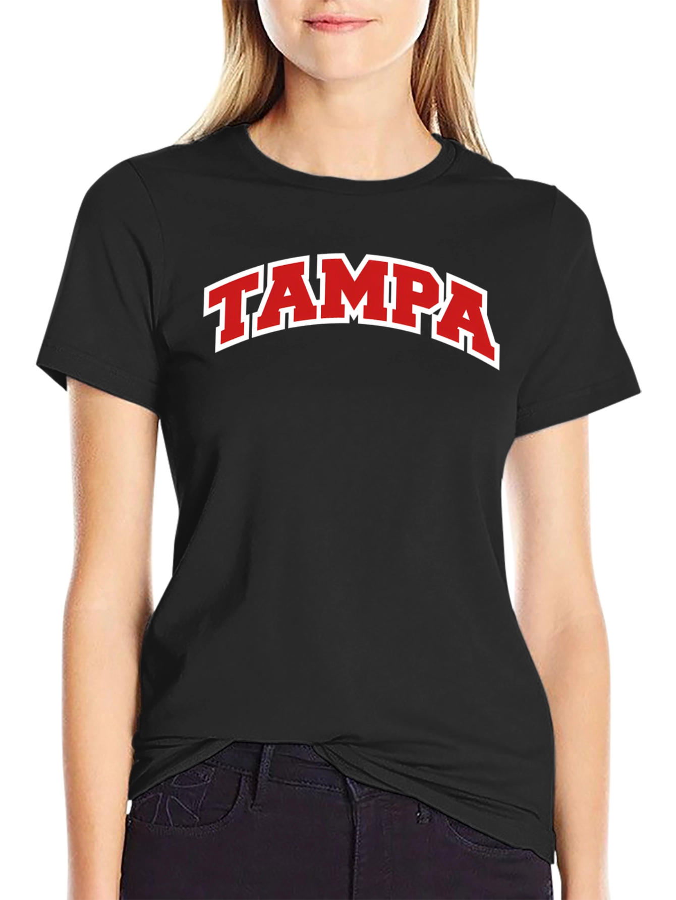 Tampa T-Shirt - Black with Red Lettering
