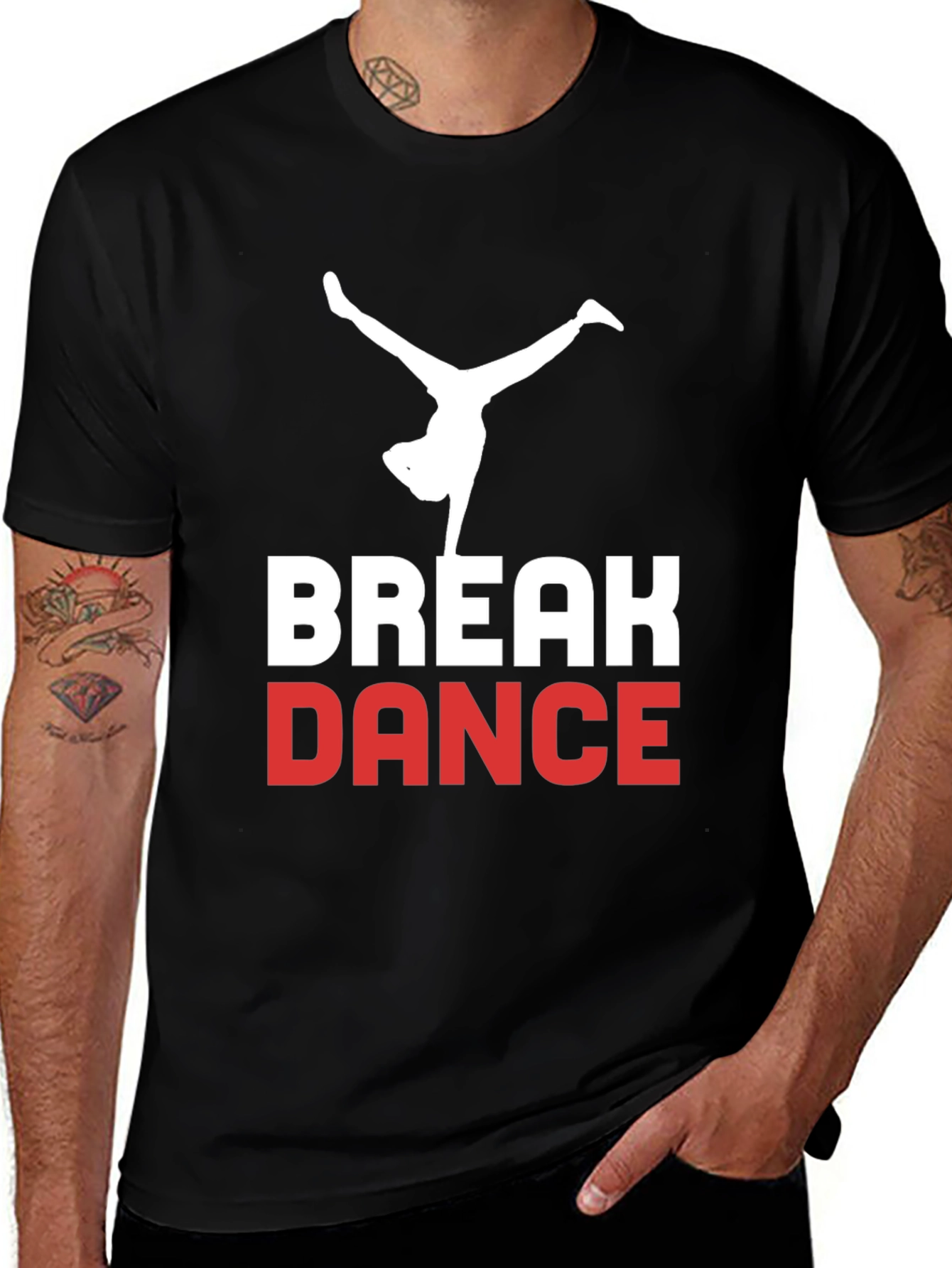 Break Dance Graphic Tee - Black Cotton