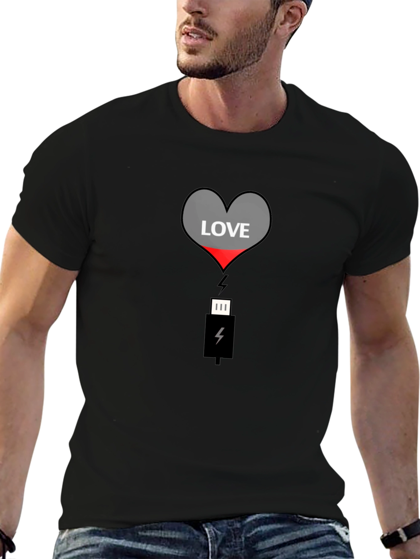 Love Charge Graphic Tee - Black Cotton T-Shirt