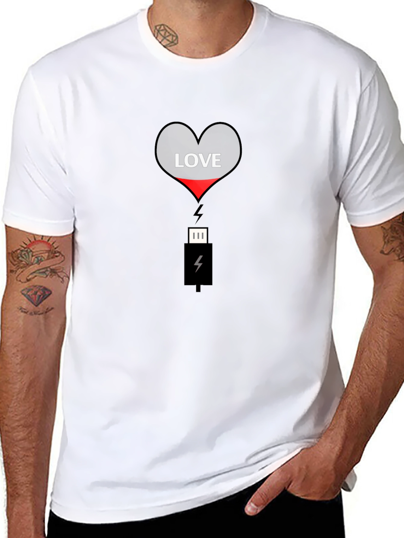 Love Charge Graphic Tee - Black Cotton T-Shirt