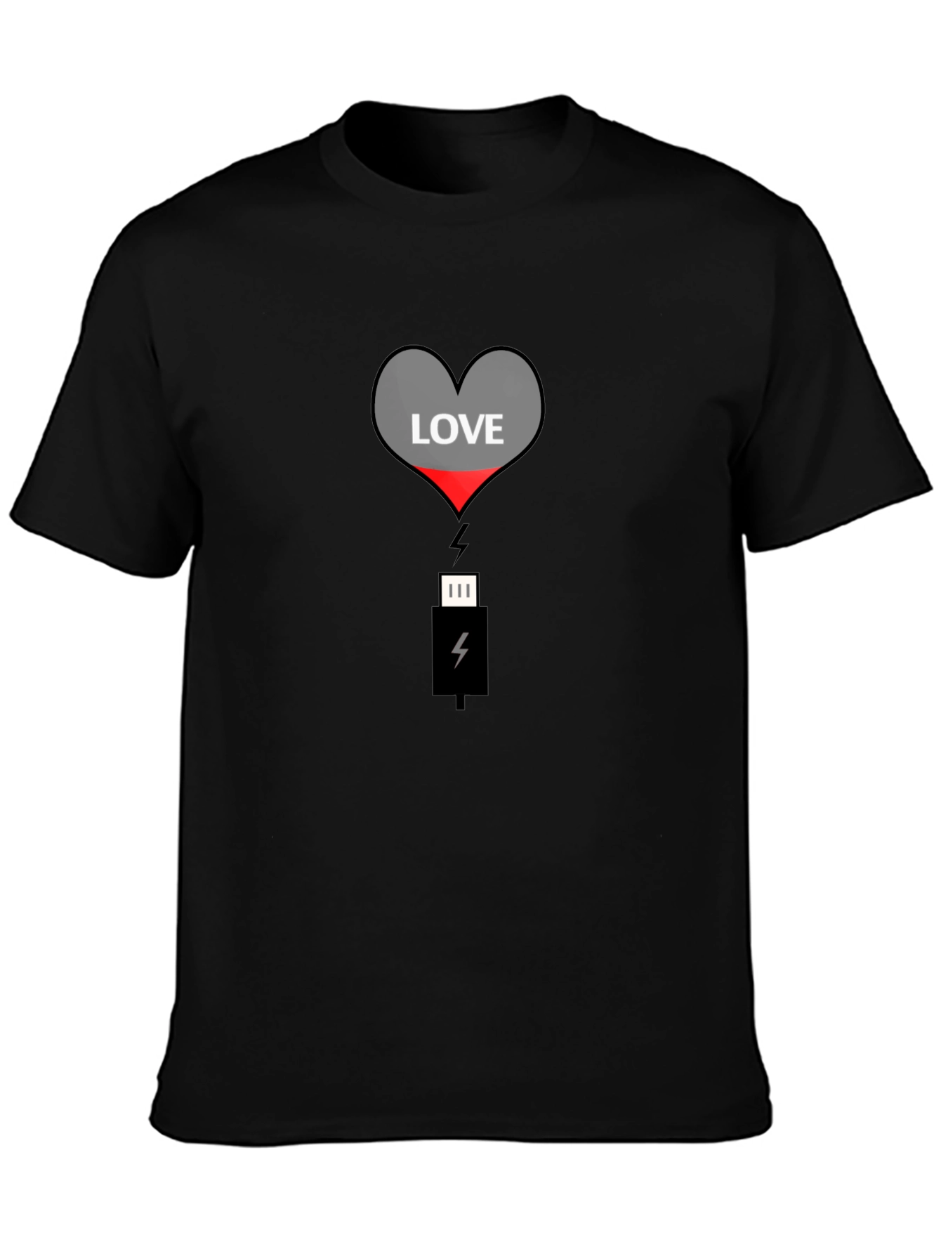 Love Charge Graphic Tee - Black Cotton T-Shirt