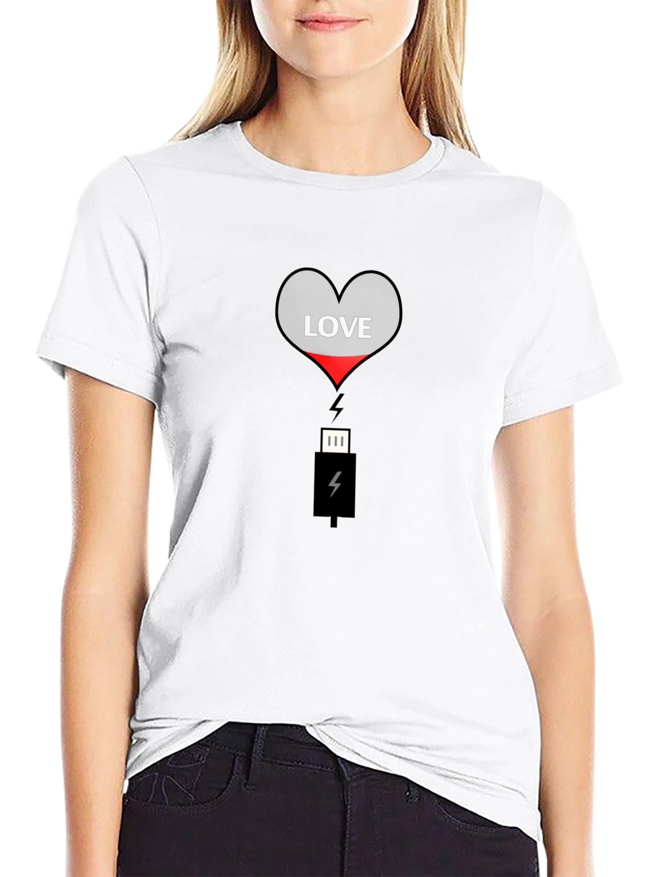 Love Charge Graphic Tee - Black Cotton T-Shirt