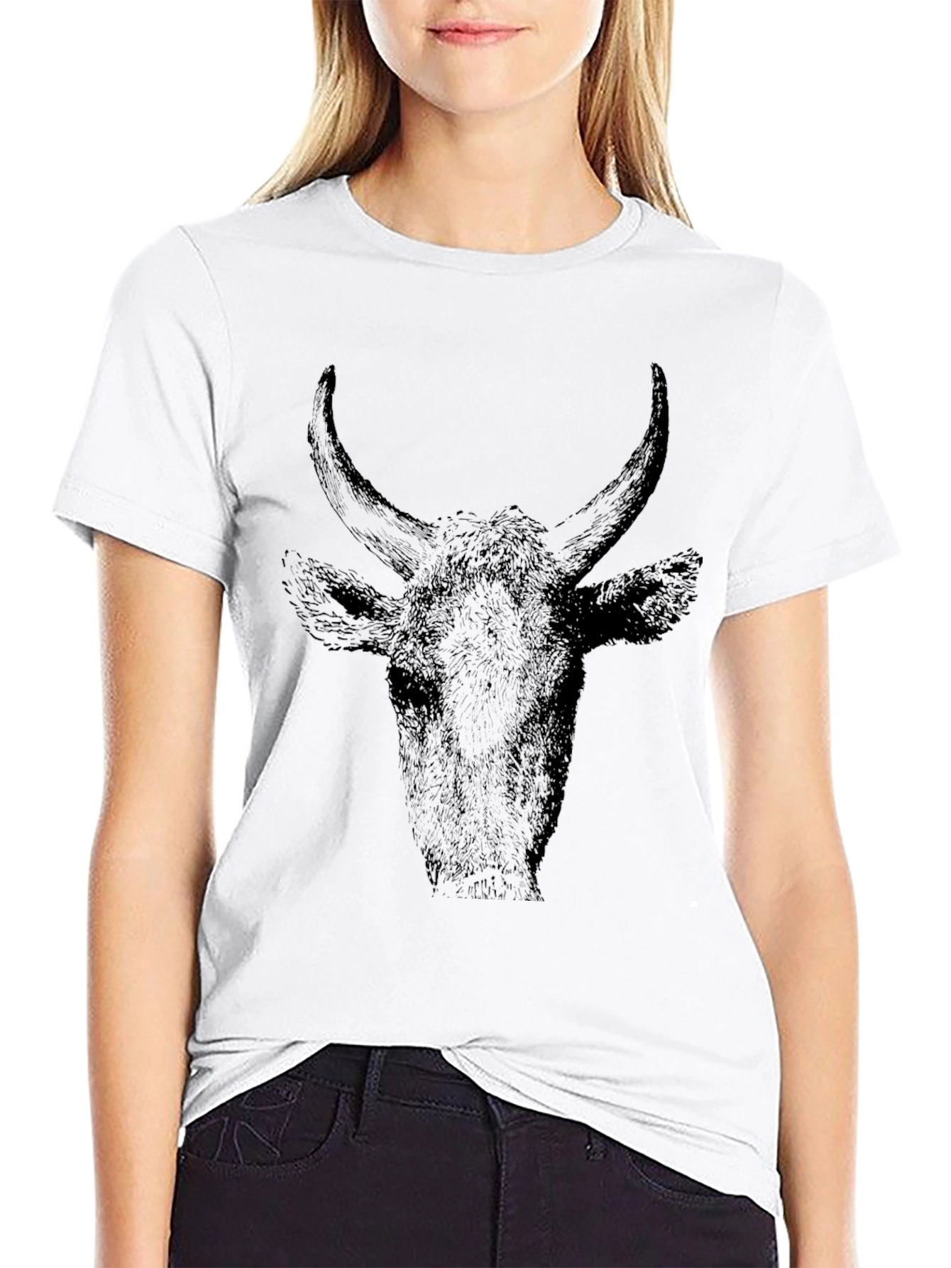 Bull Head Graphic Tee - Black Casual T-Shirt