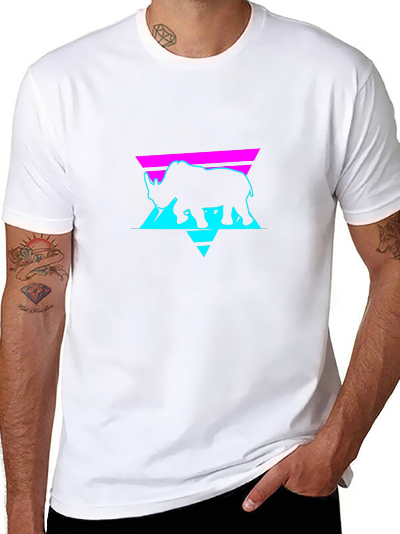 Retro Rhino Graphic Tee - Black
