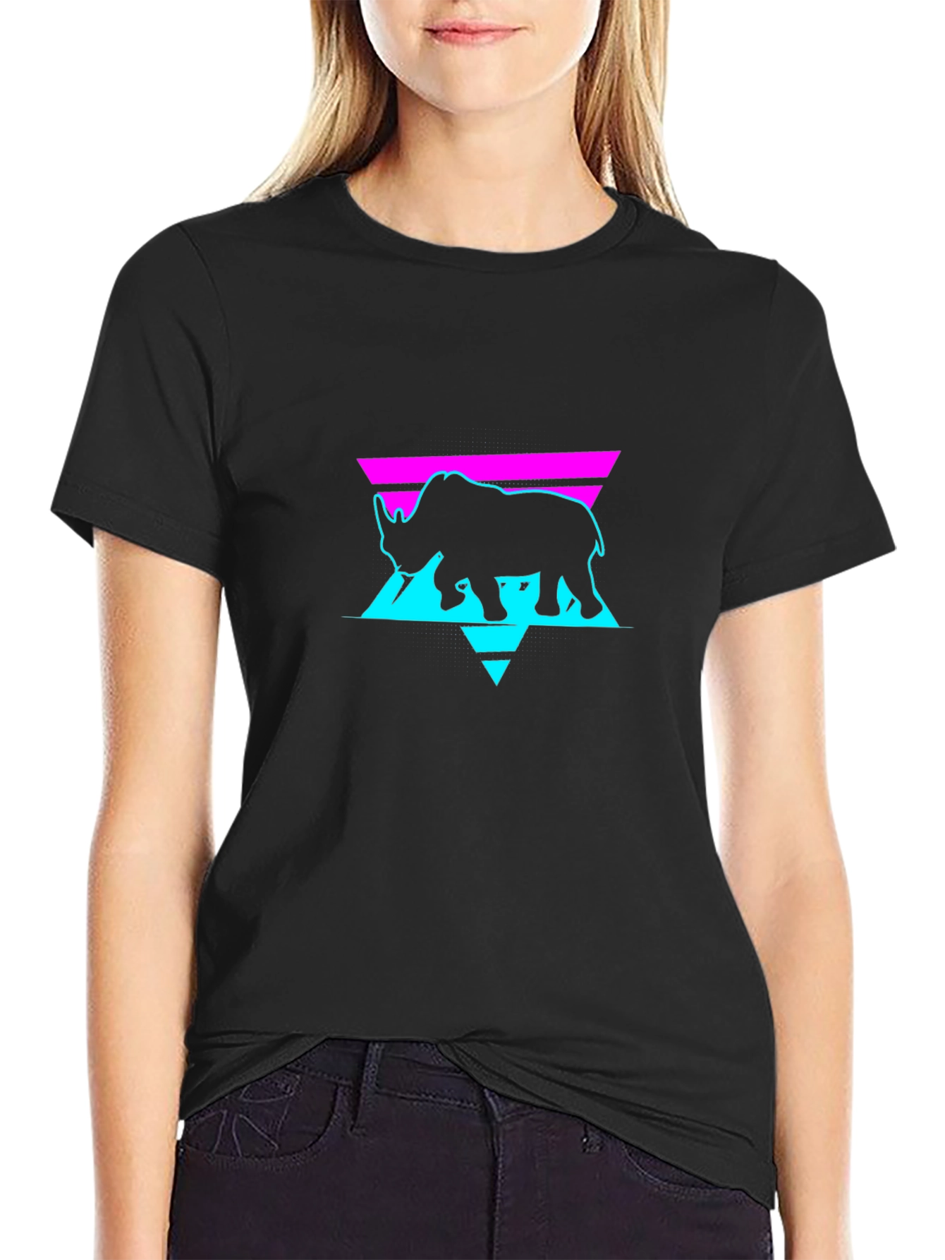Retro Rhino Graphic Tee - Black