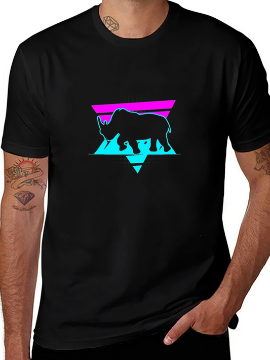 Retro Rhino Graphic Tee - Black