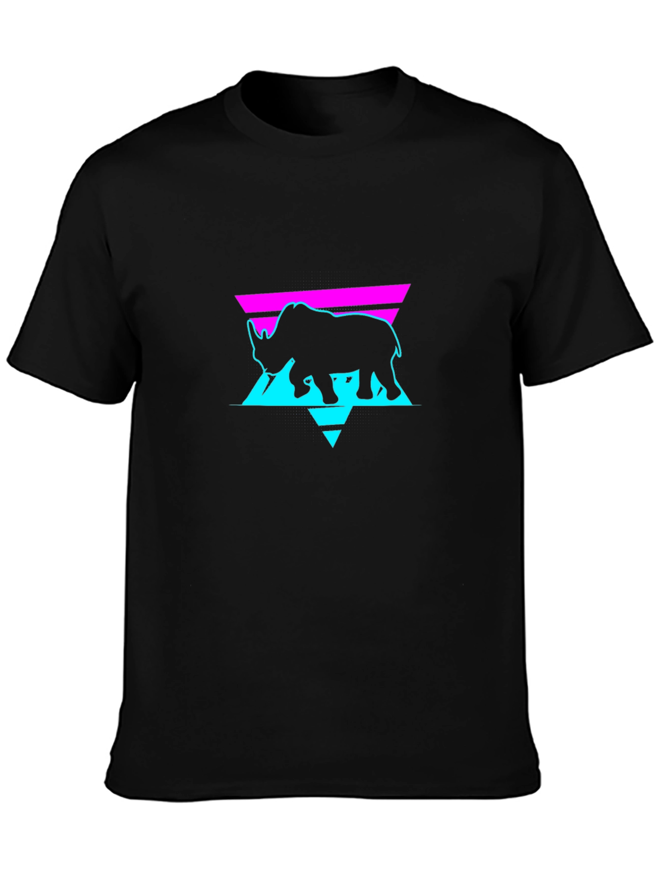 Retro Rhino Graphic Tee - Black