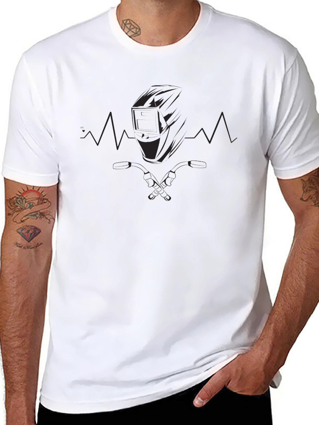 Welder Heartbeat Black Graphic Tee