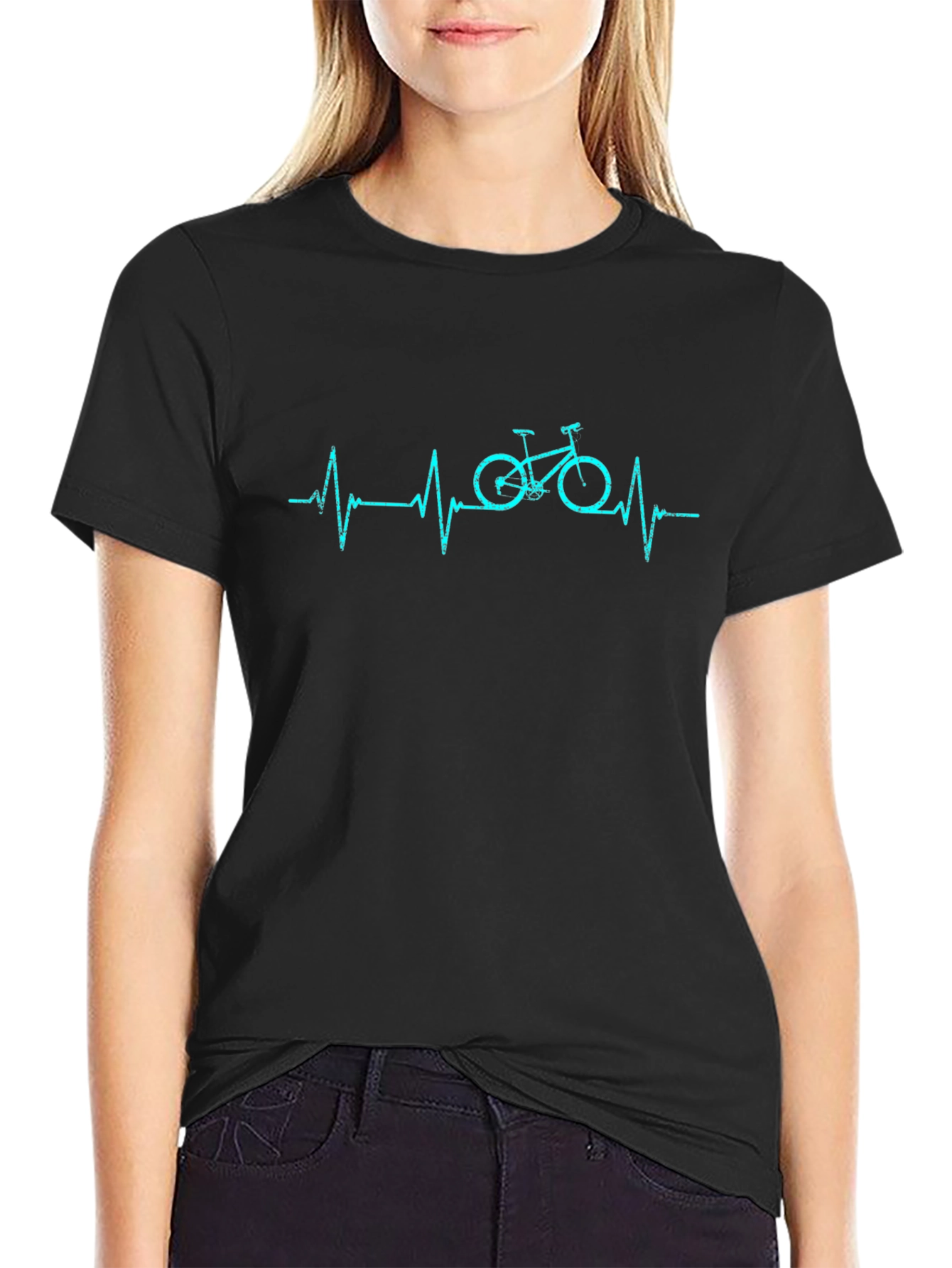 Heartbeat Bicycle Black T-Shirt