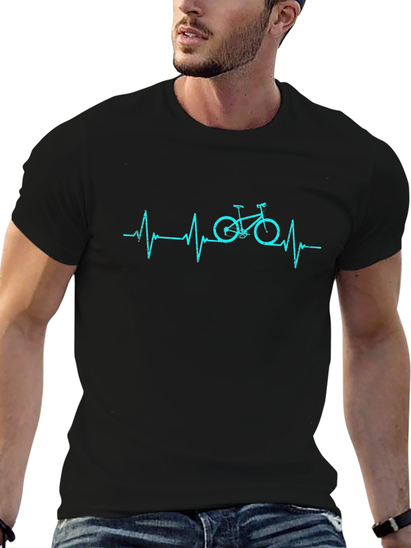 Heartbeat Bicycle Black T-Shirt