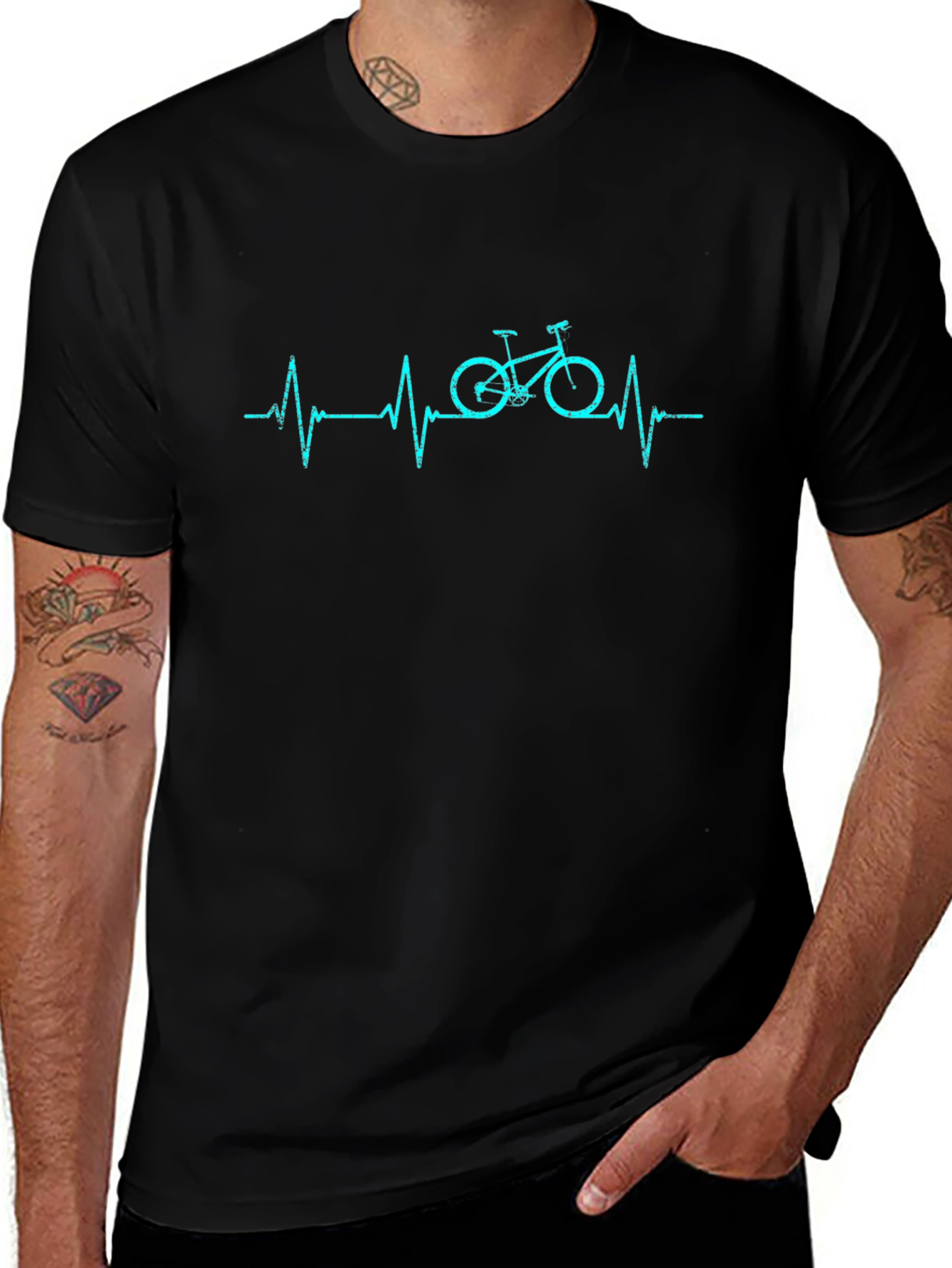 Heartbeat Bicycle Black T-Shirt