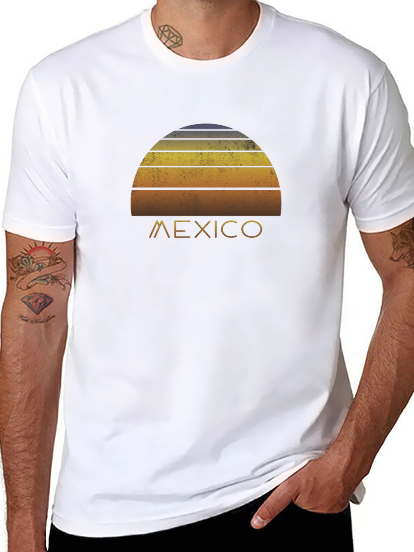 Retro Mexico Sunset Graphic Tee - Black T-Shirt