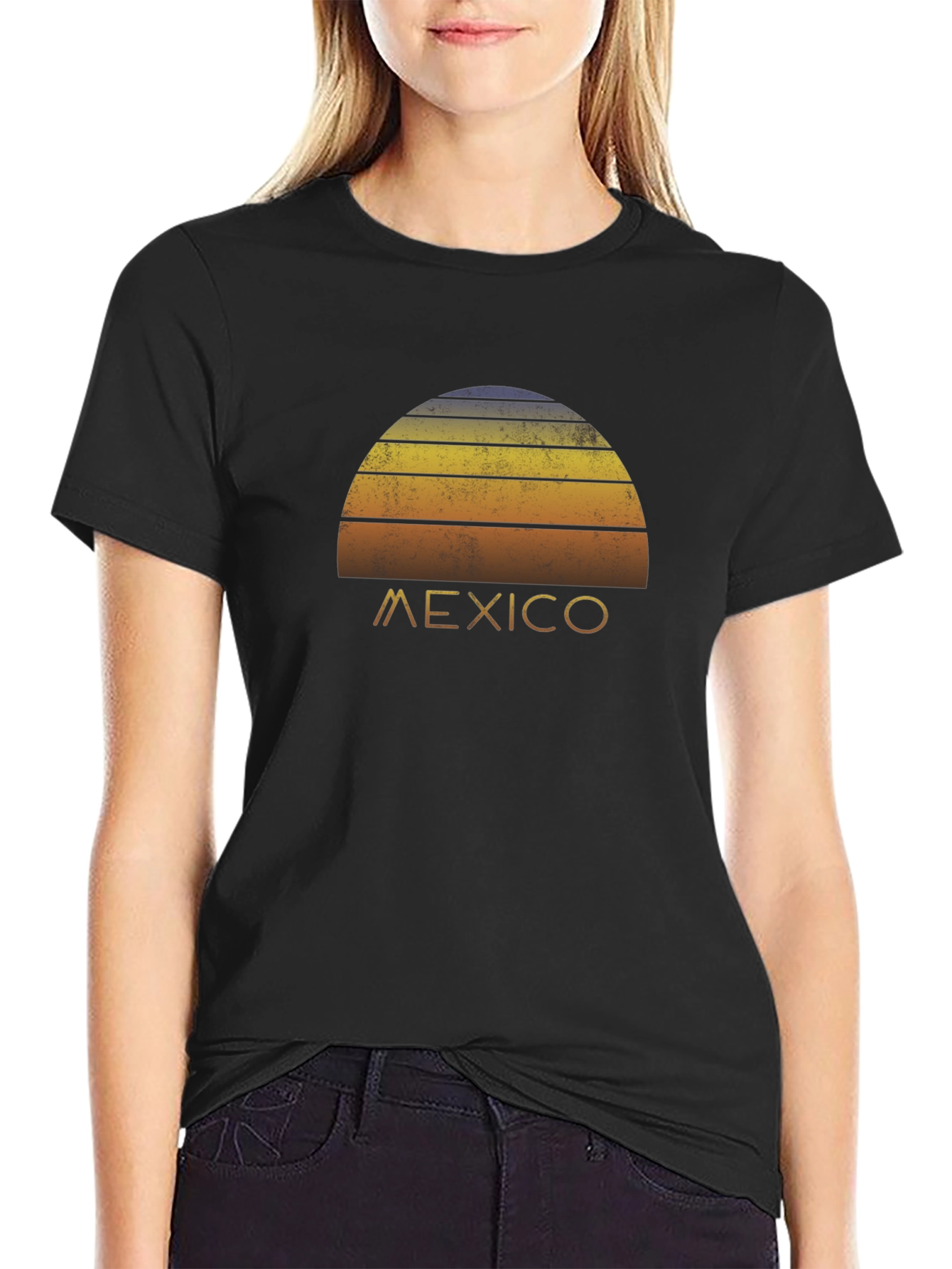 Retro Mexico Sunset Graphic Tee - Black T-Shirt