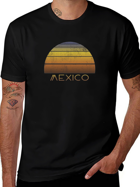 Retro Mexico Sunset Graphic Tee - Black T-Shirt