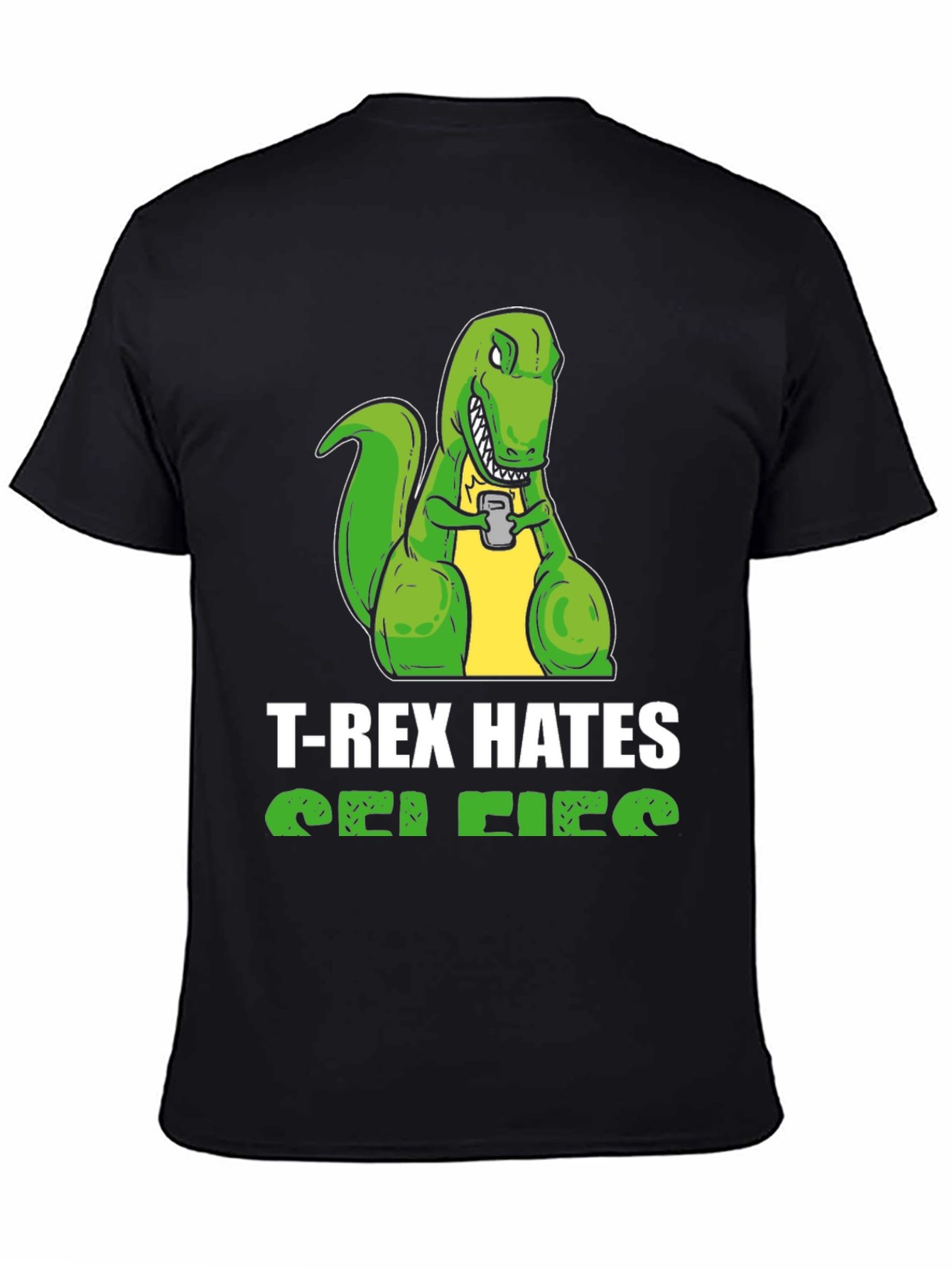 T-Rex Hates Selfies Graphic Tee - Funny Dinosaur Shirt