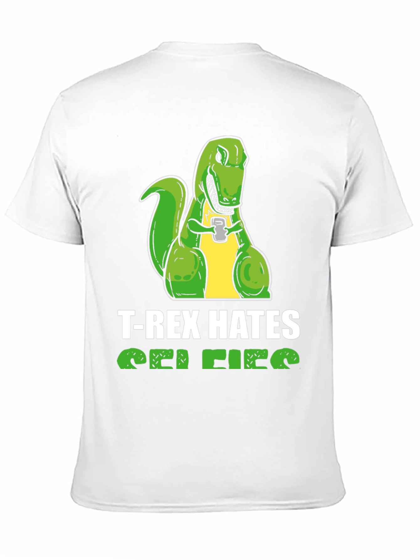 T-Rex Hates Selfies Graphic Tee - Funny Dinosaur Shirt