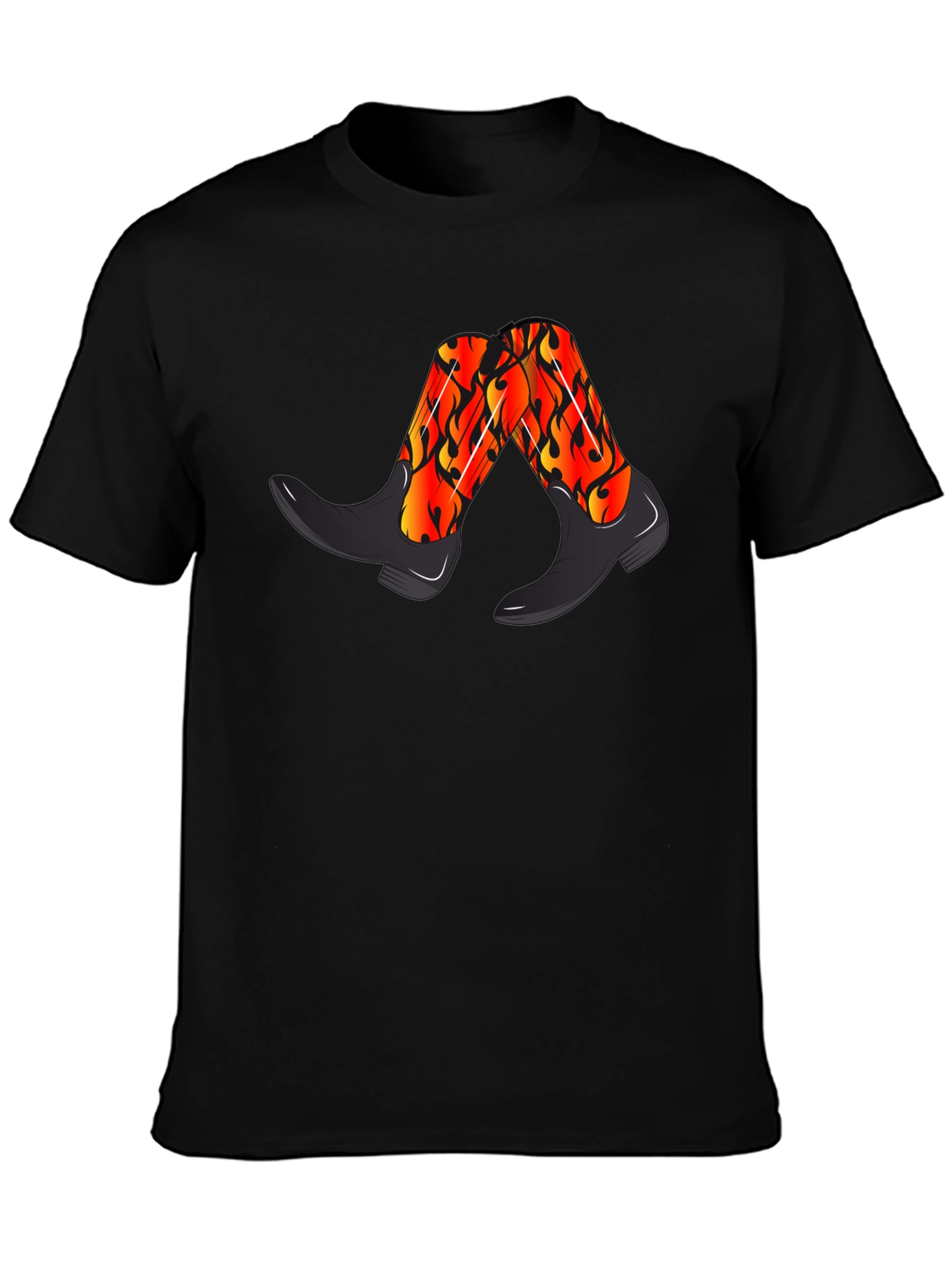 Flaming Cowboy Boots Graphic Tee - Black