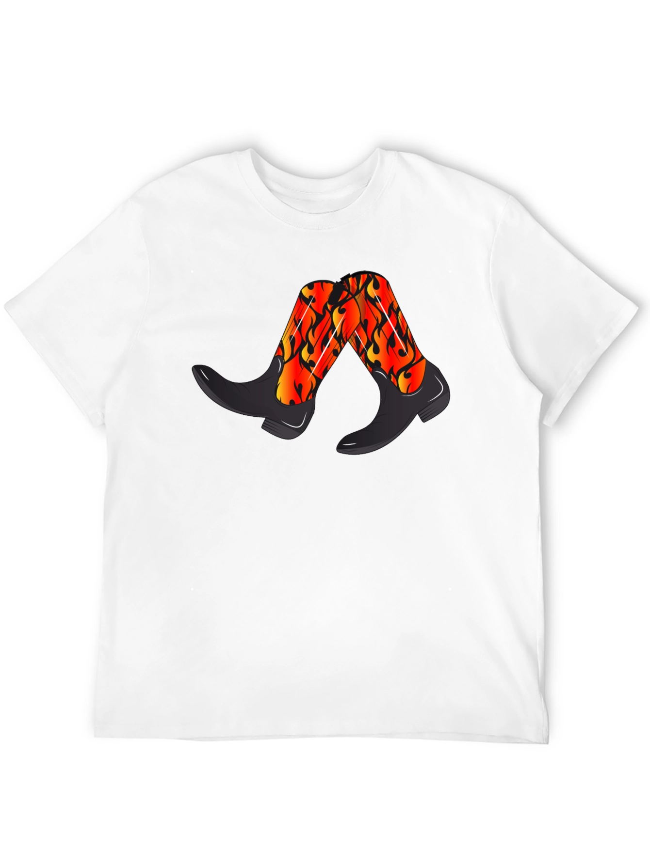 Flaming Cowboy Boots Graphic Tee - Black